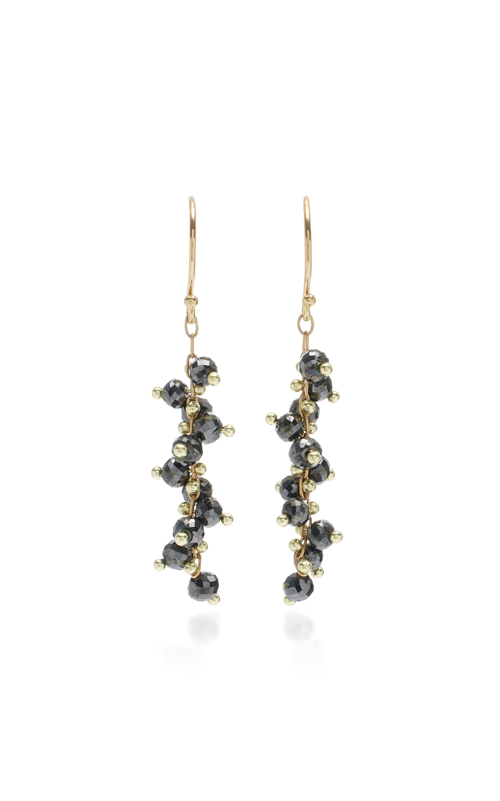 18K Yellow Gold Black Diamond Earrings