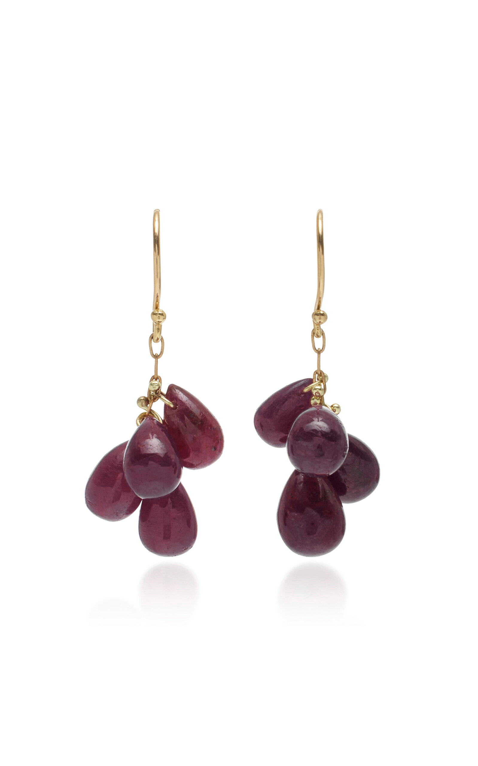 18K Yellow Gold Ruby Cluster Earrings