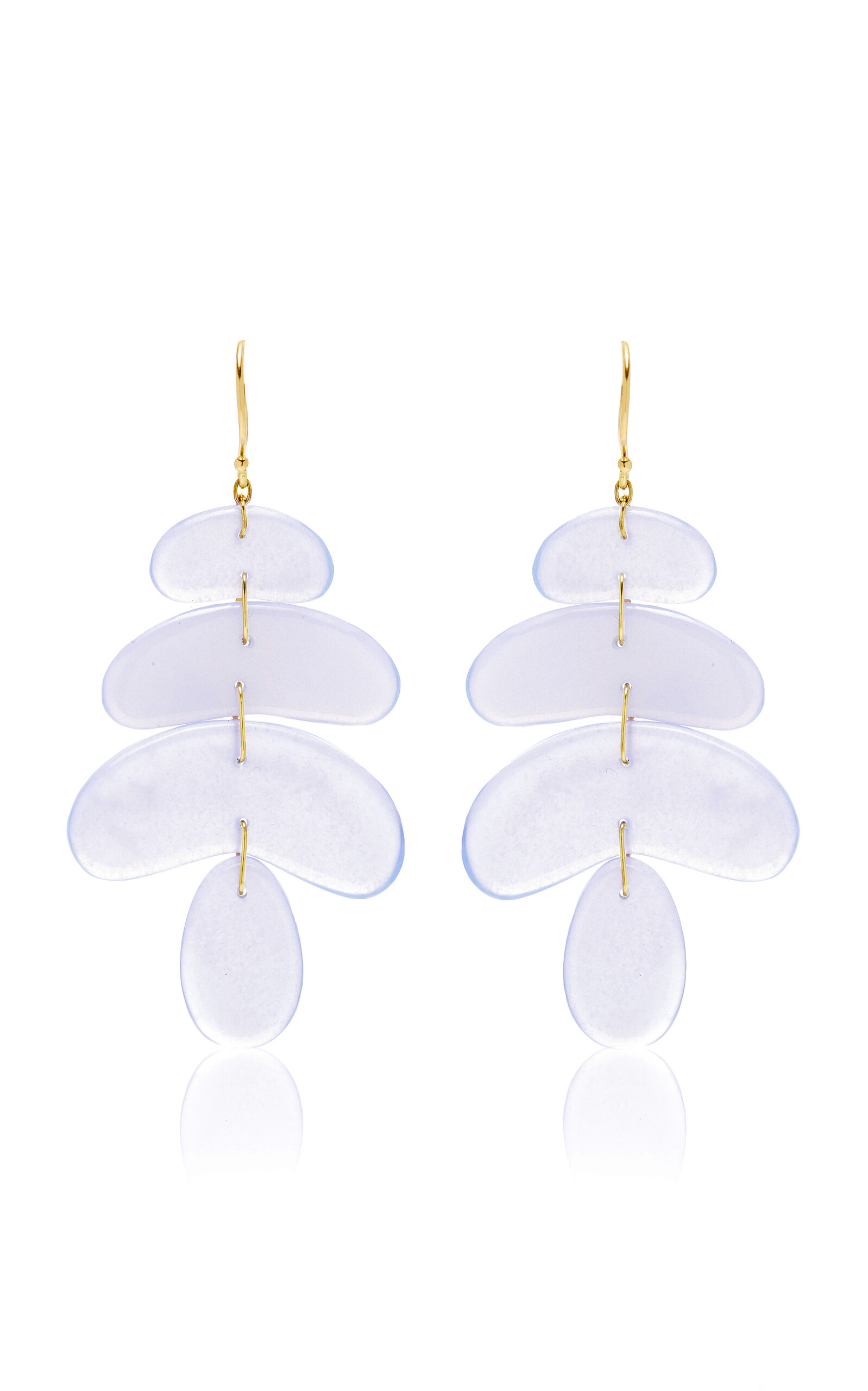 Ten Thousand Things Small Totem 18k Yellow Gold Chalcedony Earrings In White
