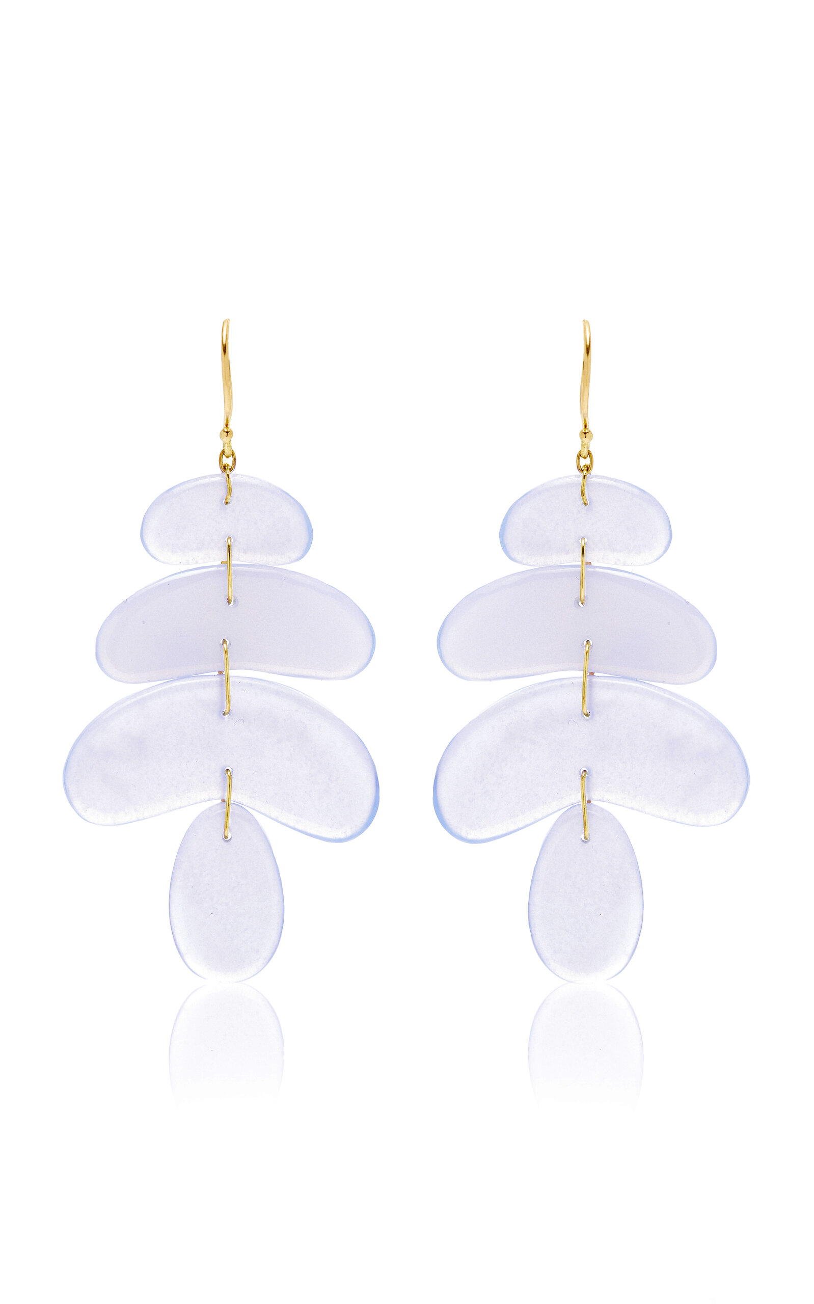 Ten Thousand Things Small Totem 18k Yellow Gold Chalcedony Earrings In White