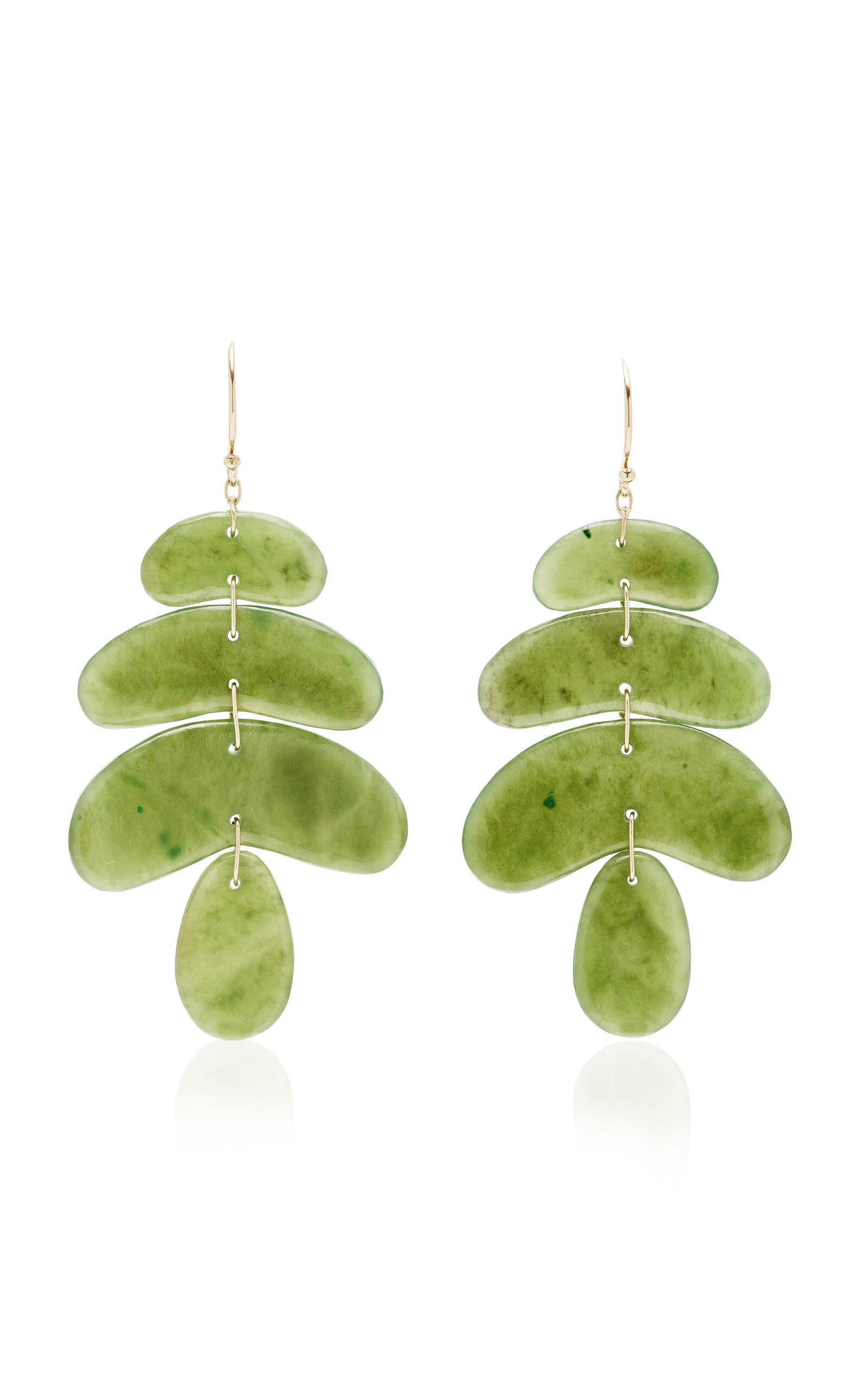 Small Totem 18K Yellow Gold Jade Earrings