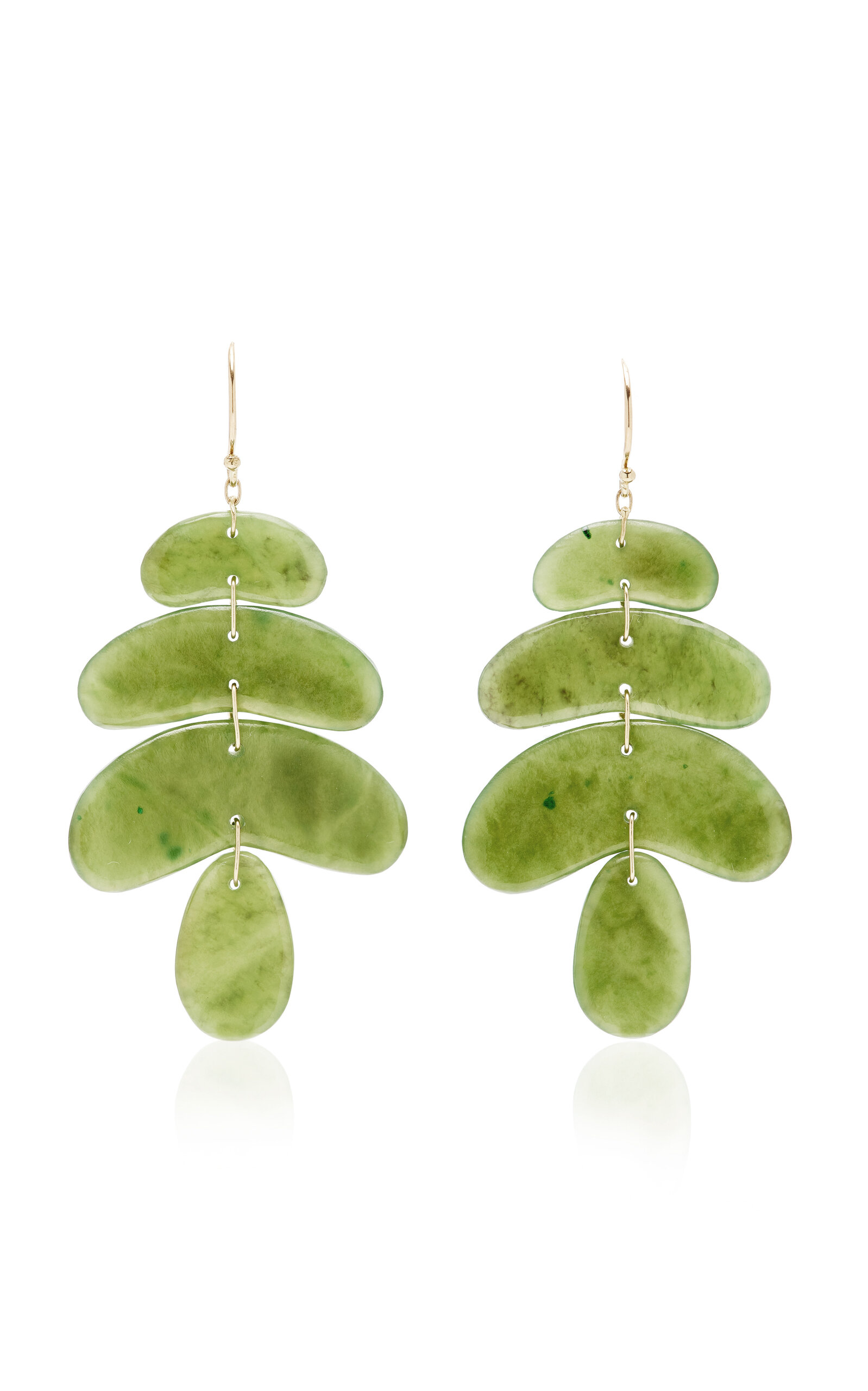 Ten Thousand Things Small Totem 18k Yellow Gold Jade Earrings In Green