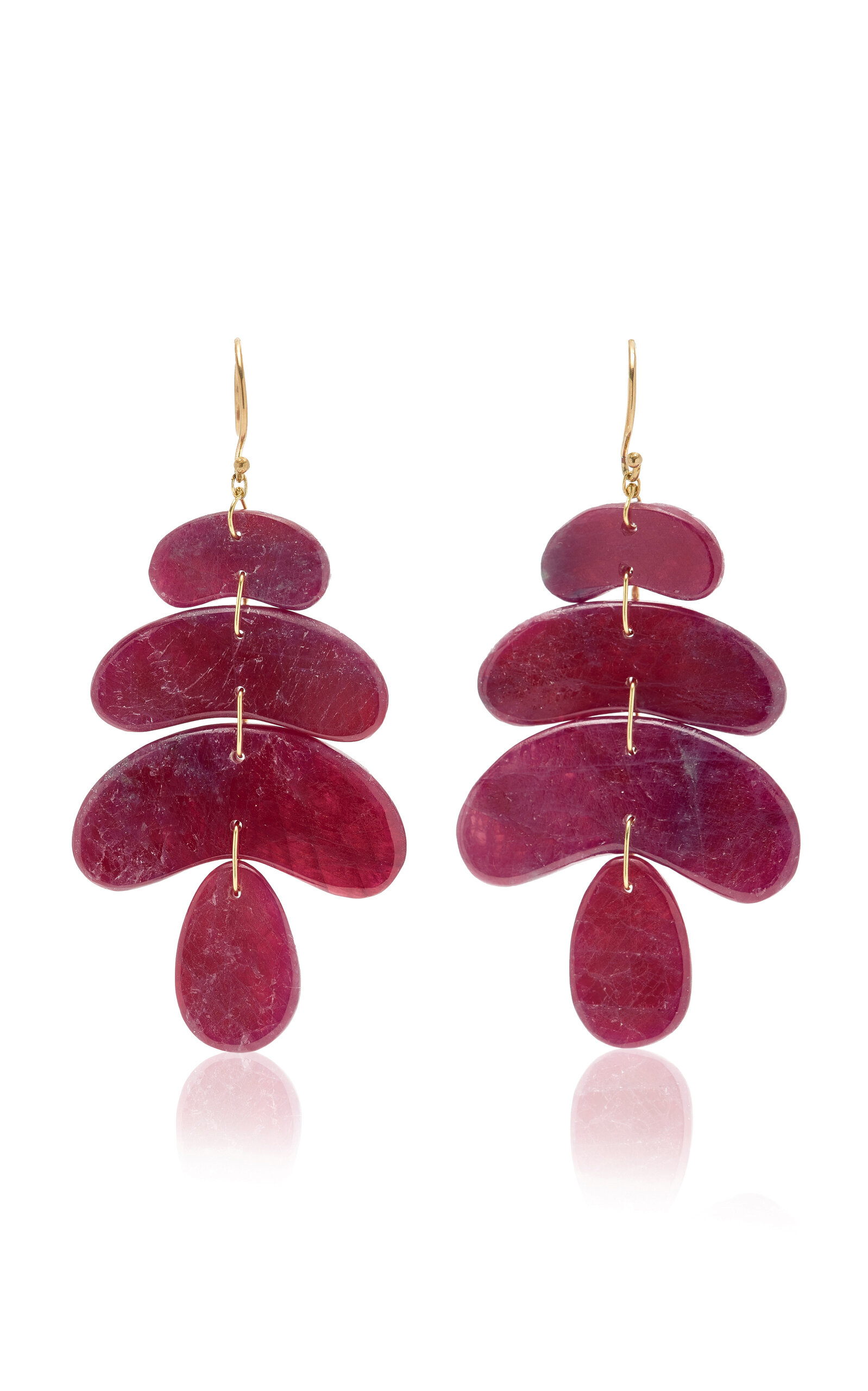 Ten Thousand Things Small Totem 18k Yellow Gold Ruby Earrings In Red