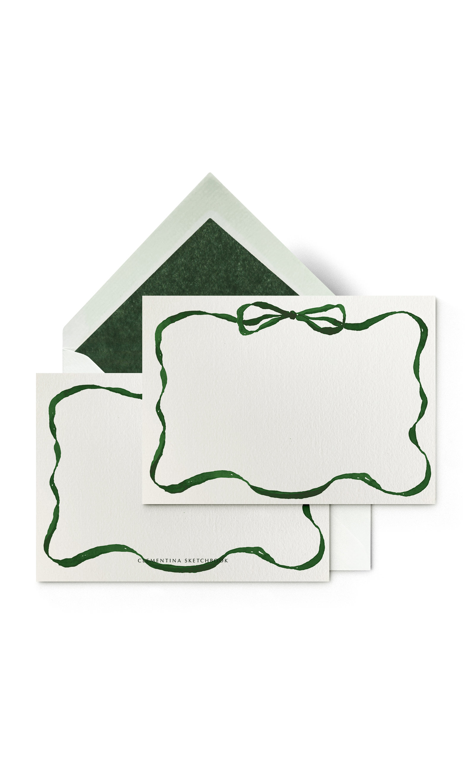 Clementina Sketchbook Set-of-ten Festive Ribbon Hand-painted Stationary Cards In Multi