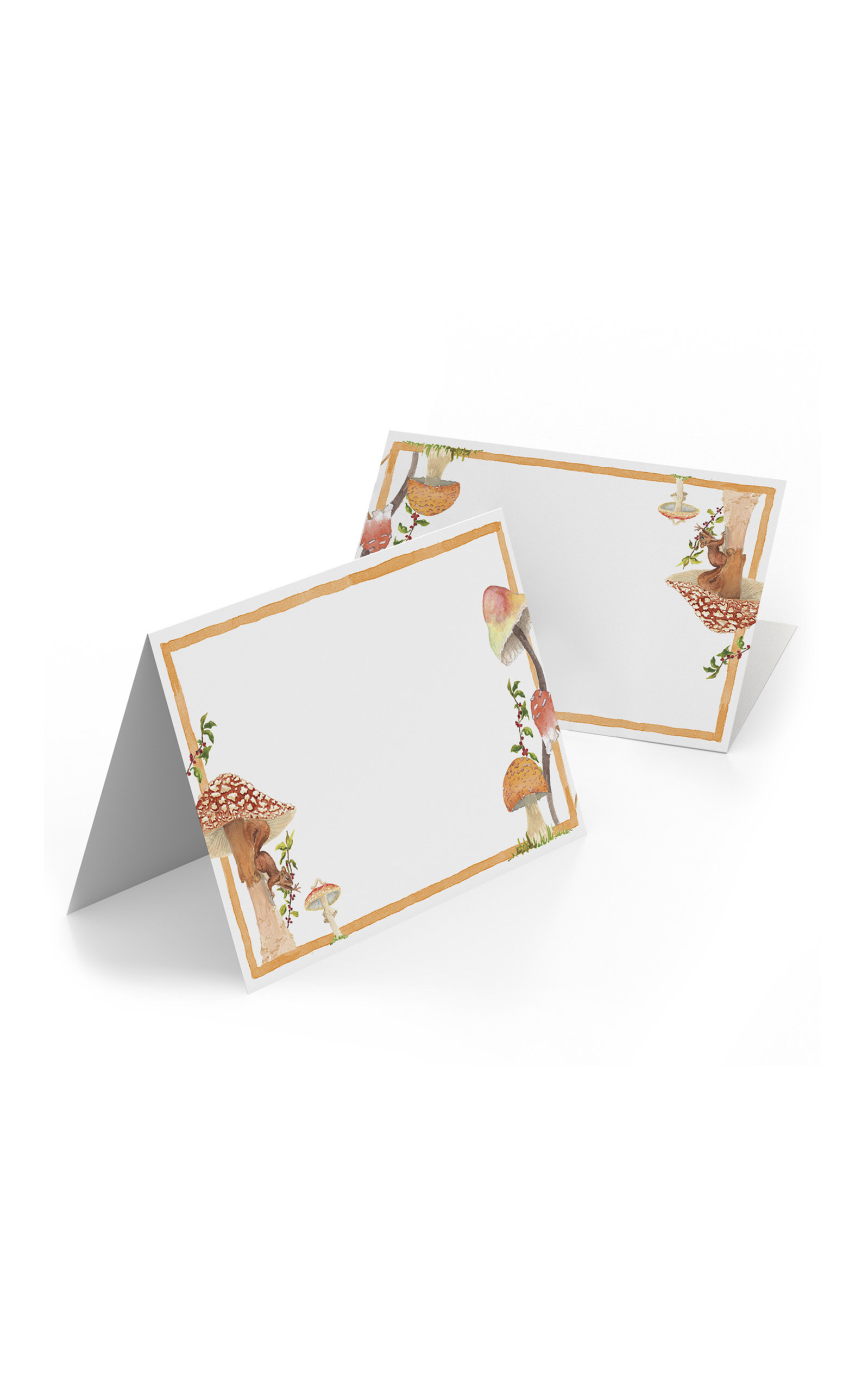 Clementina Sketchbook Set-of-Eight Forest Mushrooms Hand-Painted Place Cards - Multi
