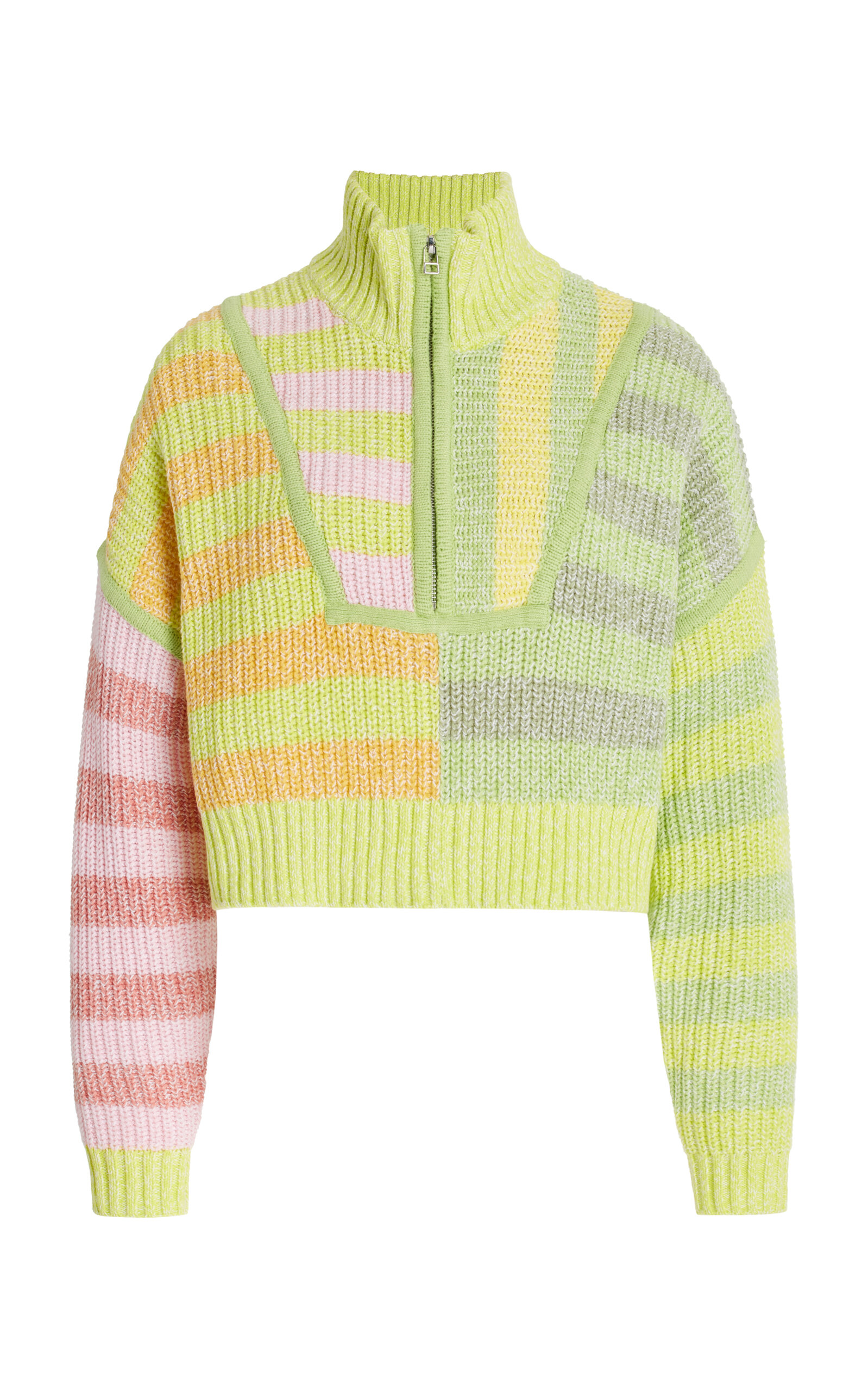 Staud Hampton Color Blocked Cropped Sweater In Multi