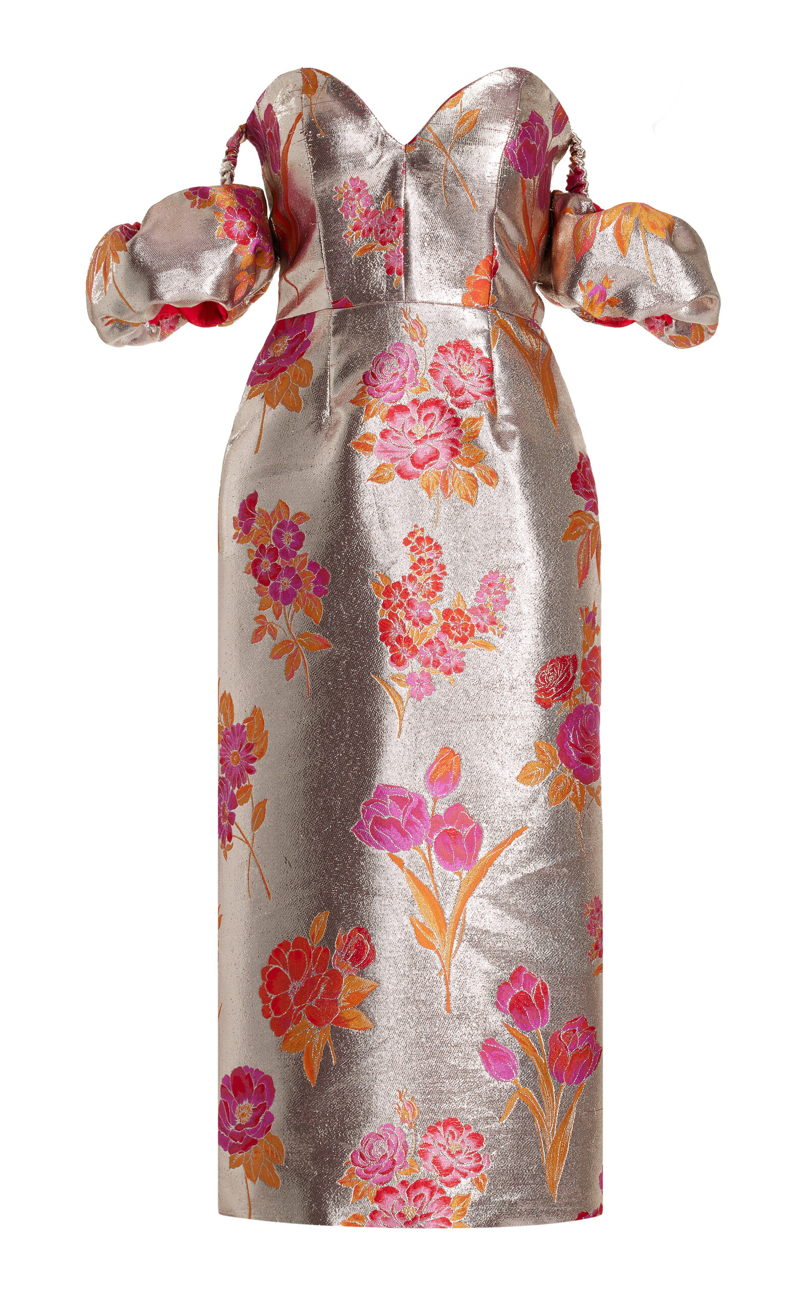 Markarian Women's Adelaide Metallic Floral Jacquard Midi Dress