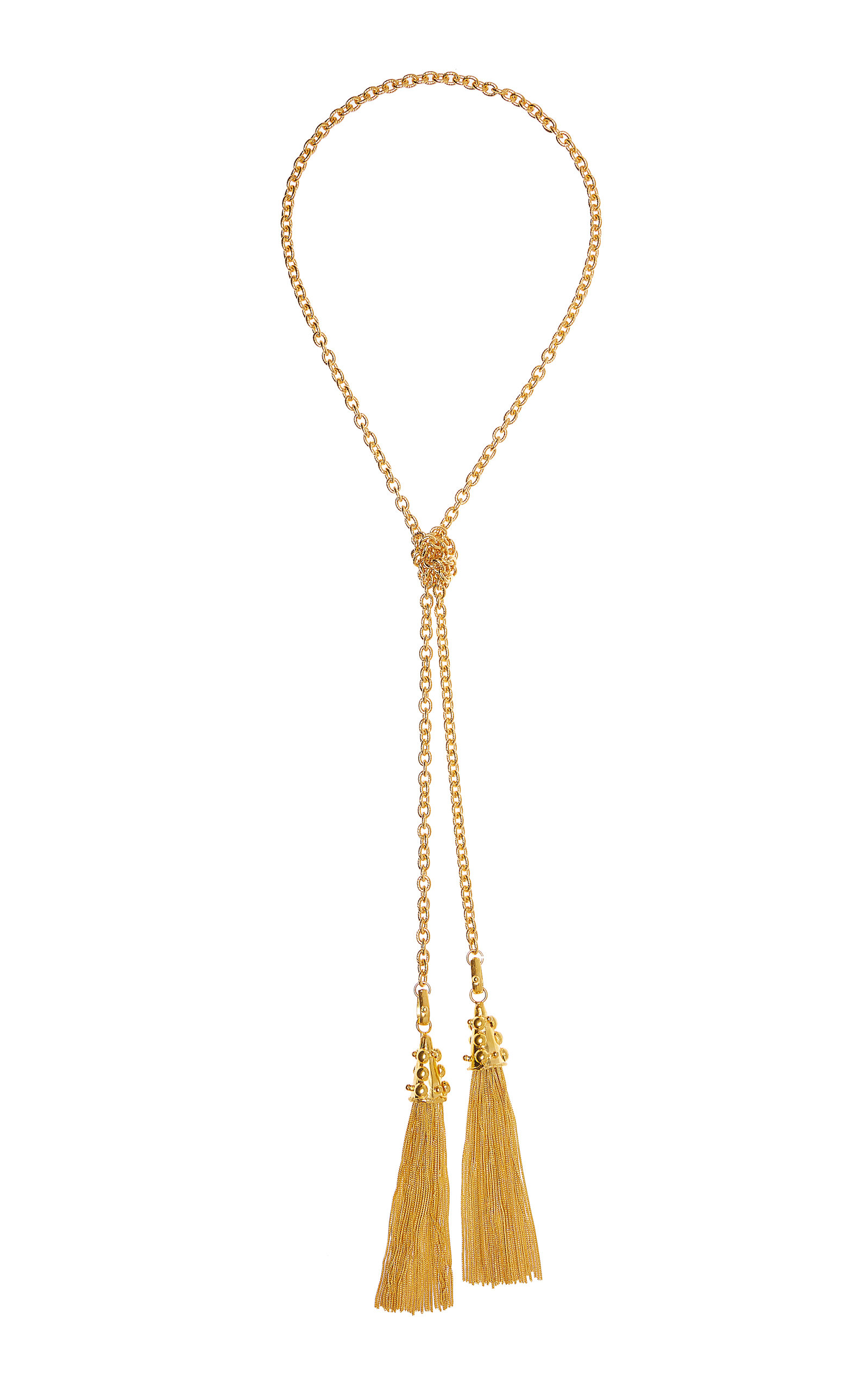 2 Pompons 22K Gold-Plated Necklace