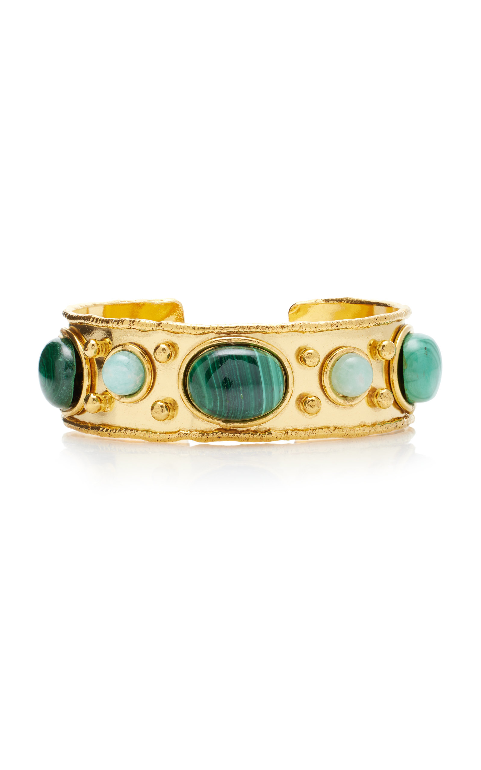 Byzantin Malachite and Amazonite 22K Gold Cuff