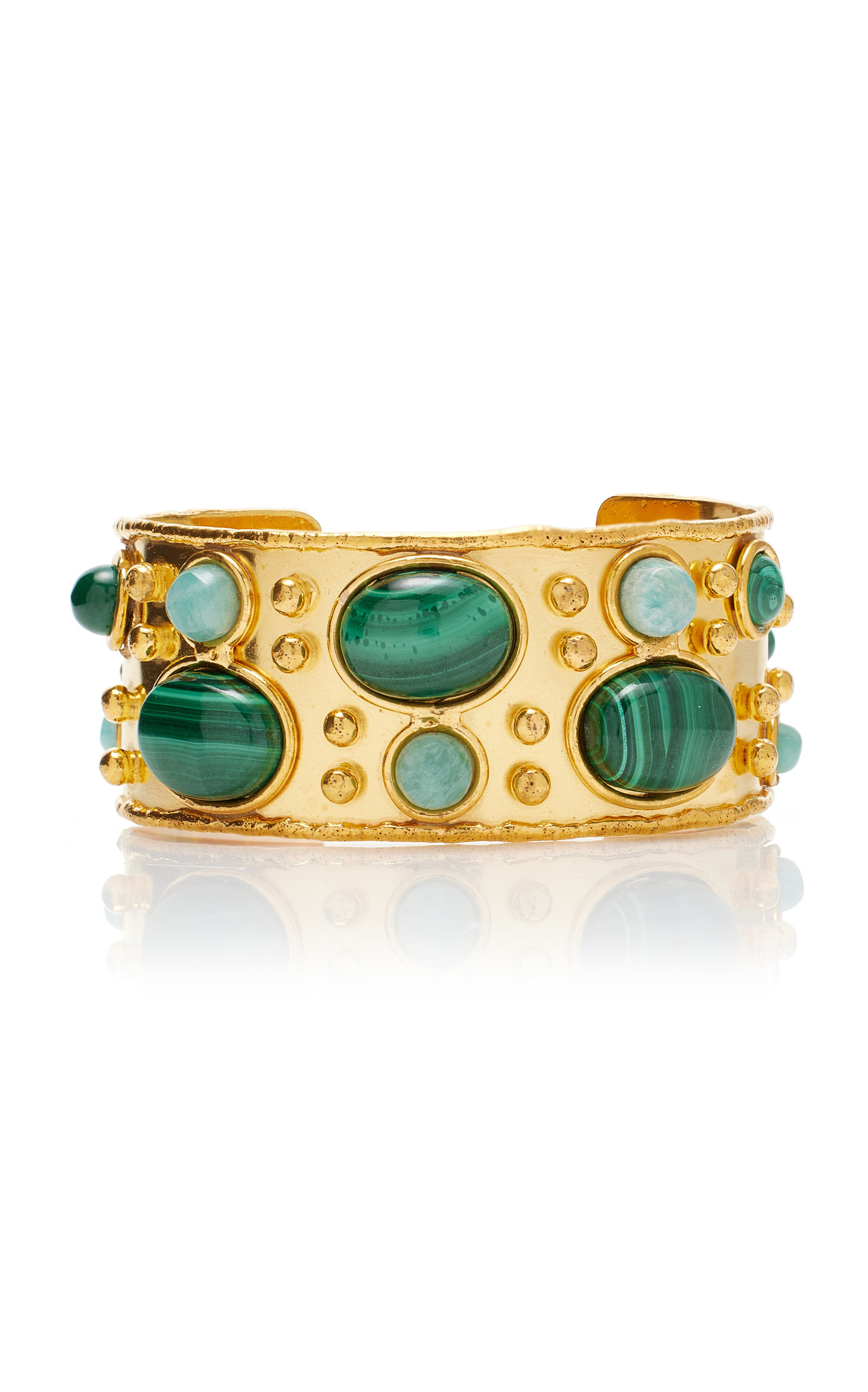 Sylvia Toledano Byzantine 22K Gold-Plated Malachite and Amazonite Cuff - Green - OS - Moda Operandi