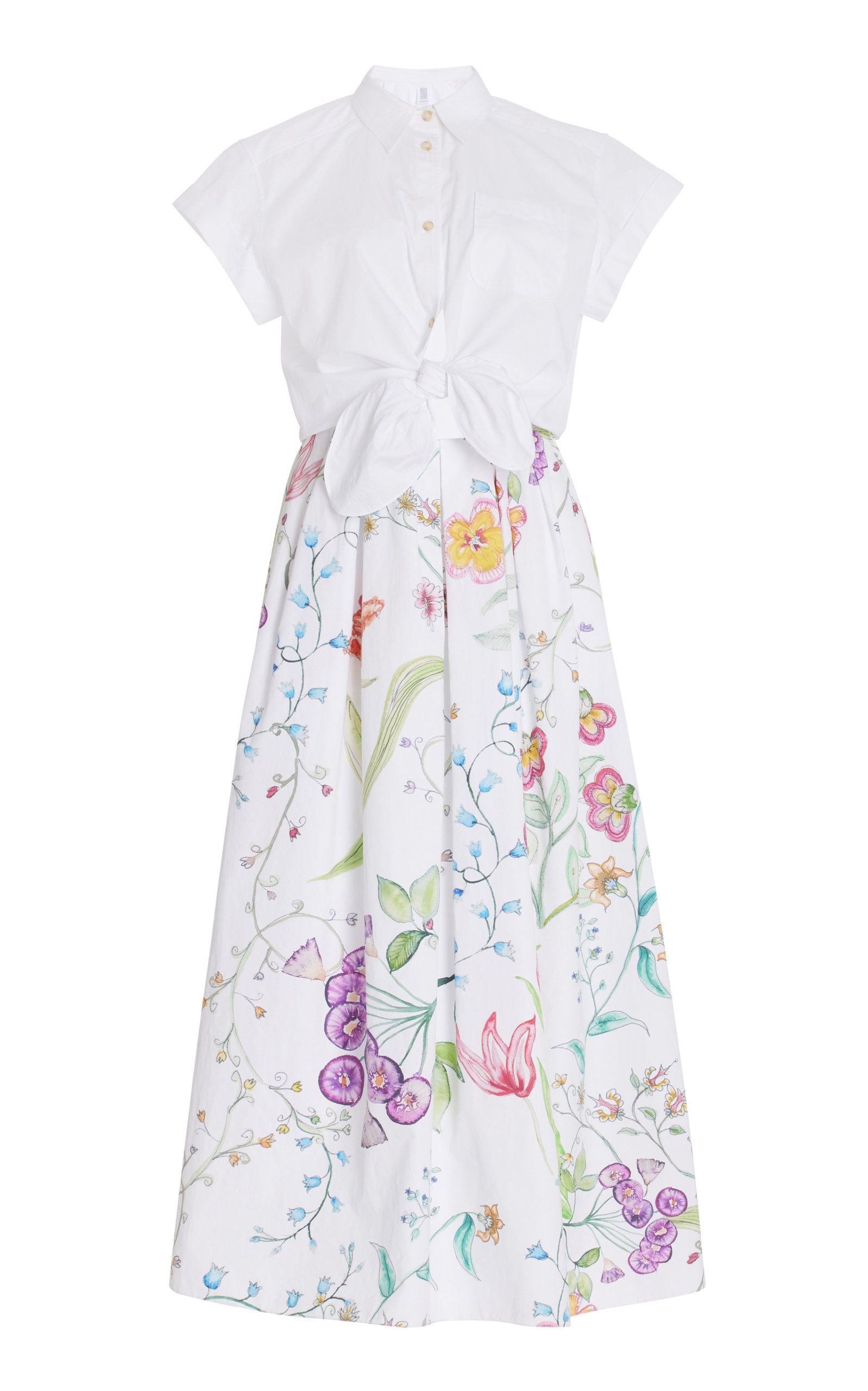 Rosie Assoulin This Way That Way Cotton Midi Shirt Dress