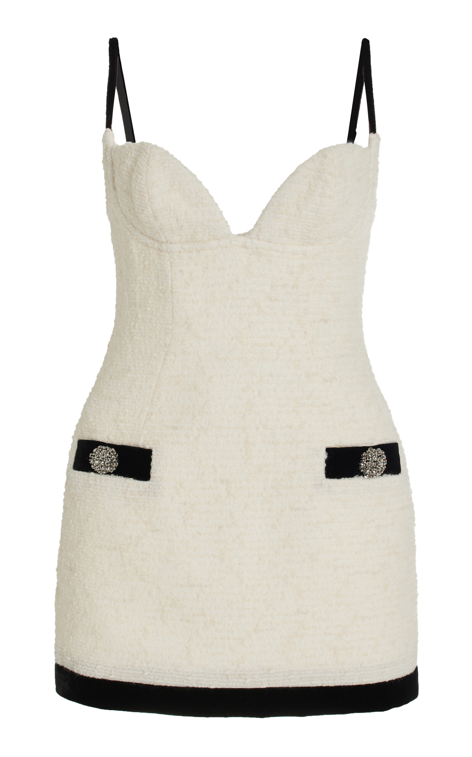 Area White Crystal Grape Mini Dress In Ivory