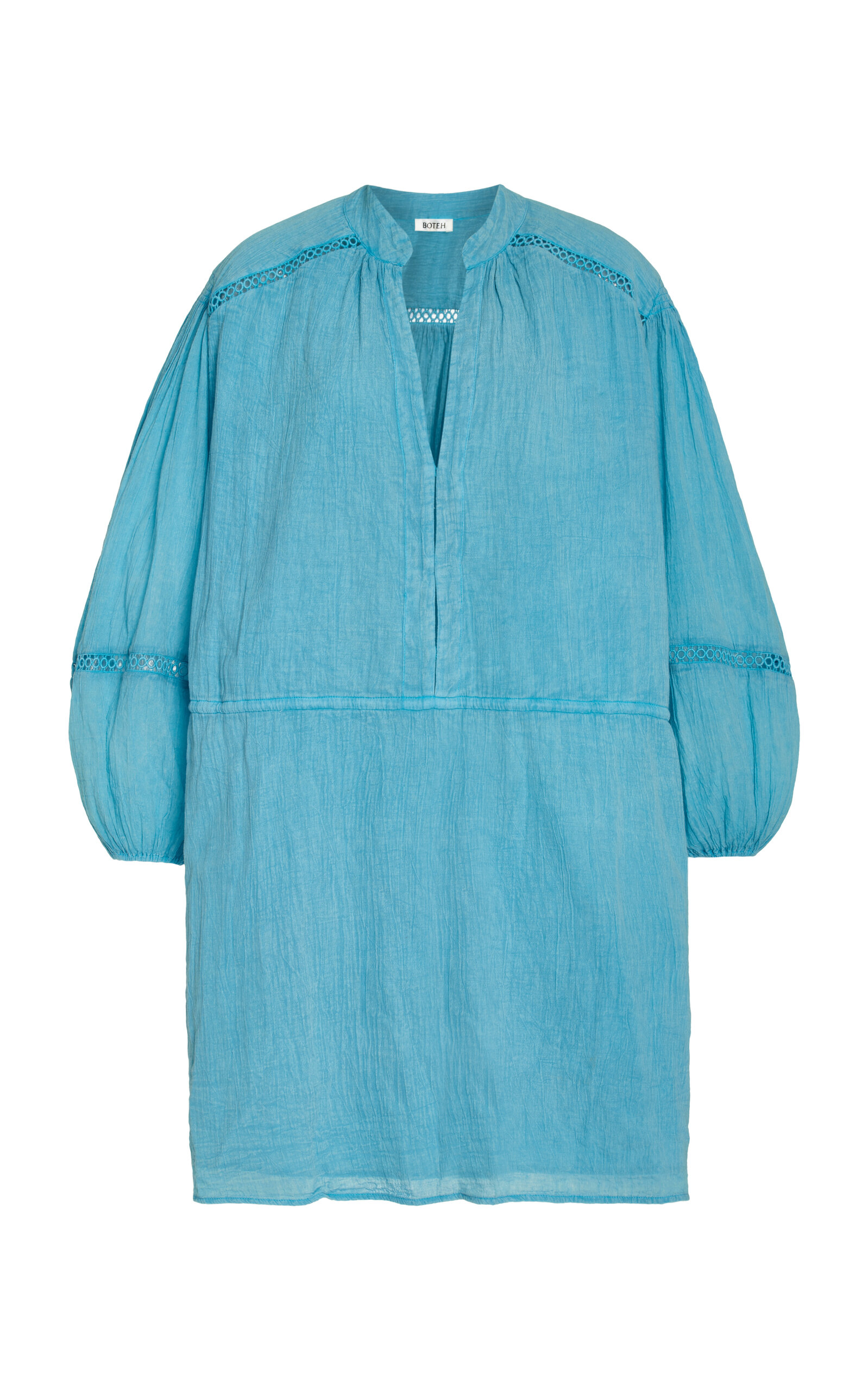 Boteh Cotton Gauze Mini Dress In Blue