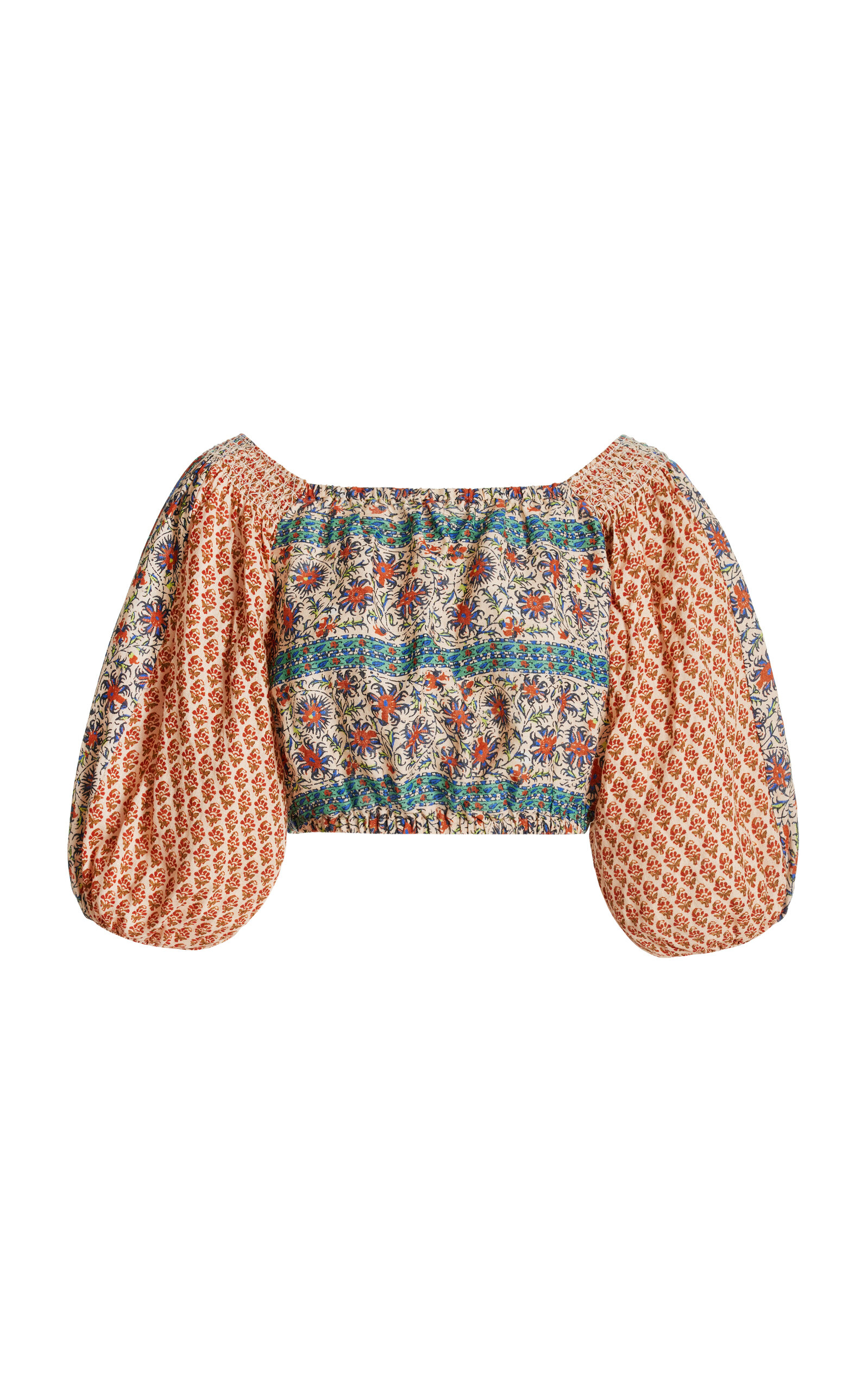 Shop Boteh Clementine Linen Cropped Top In Print