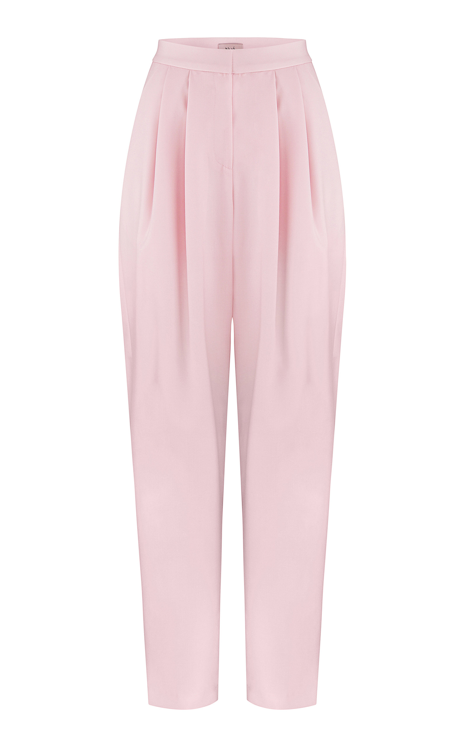 Nué Rose Quarz Crystal-embellished Wool Tapered Pants In Pink