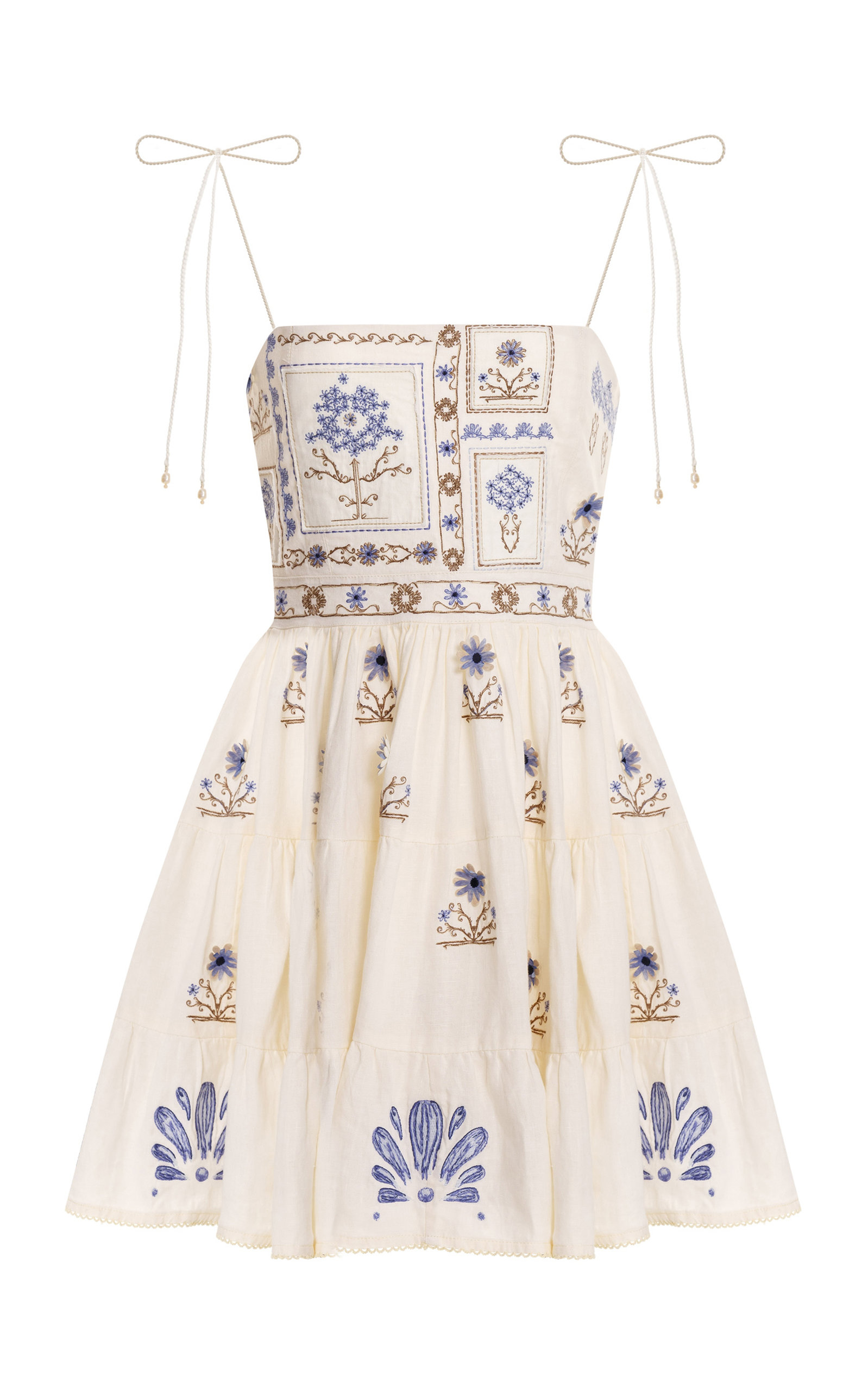 Agua By Agua Bendita Lima Mini Chivas Embroidered Linen Mini Dress In  Neutral | ModeSens