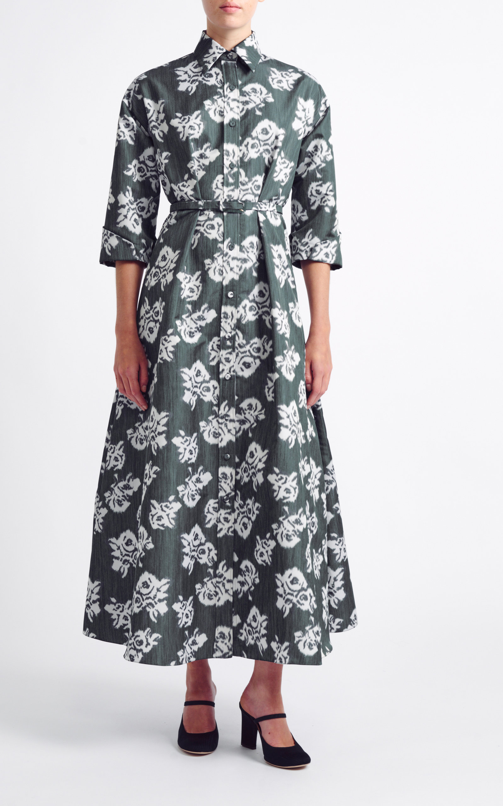 Emilia Wickstead Women's Tokyo Moire Taffeta Buttondown Shirt Maxi