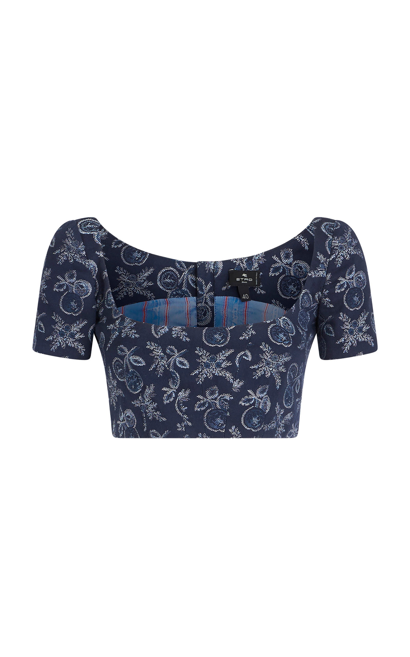 Etro - Women's Jacquard Cropped Top - Blue - IT 38 - Moda Operandi