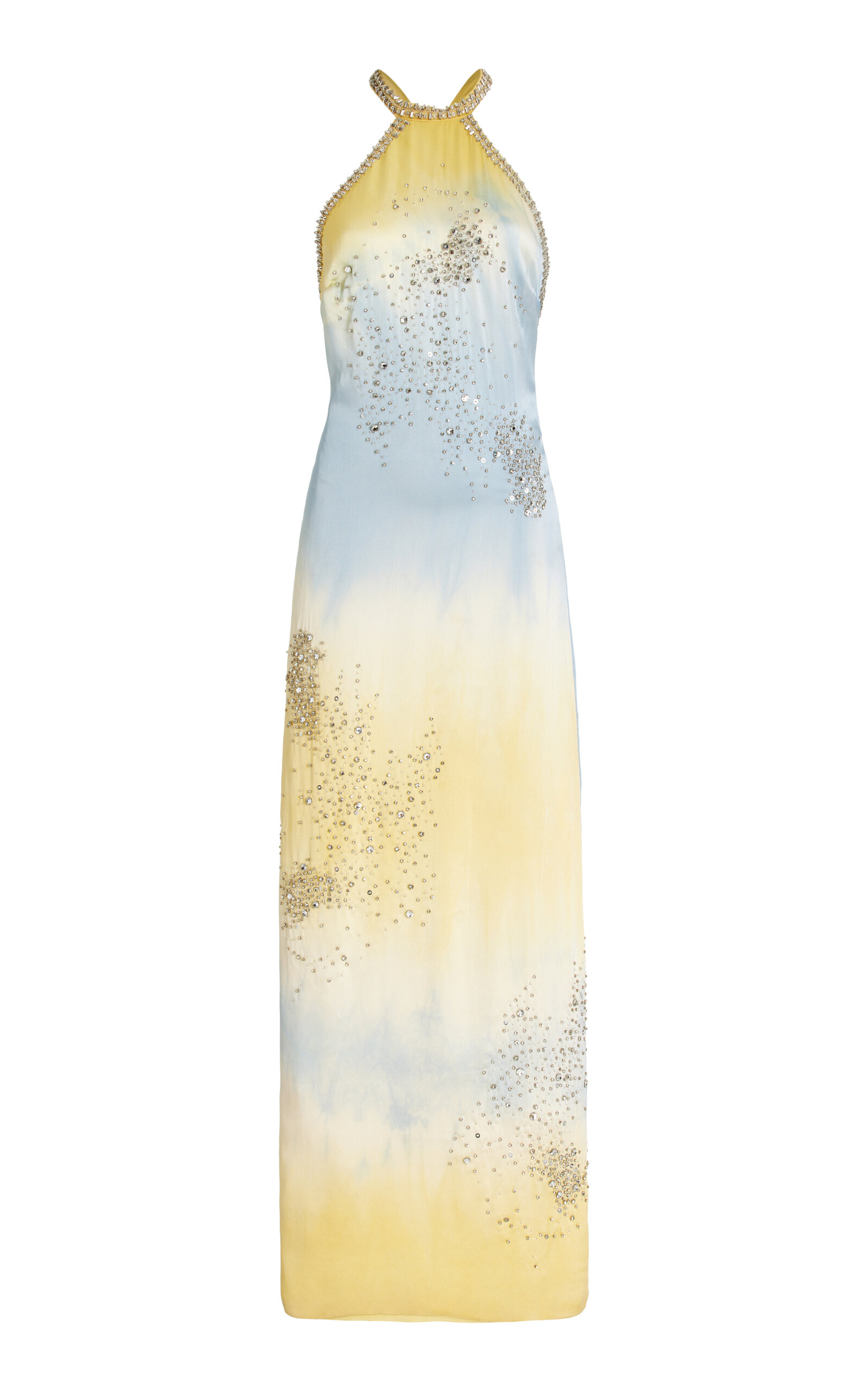 Des_phemmes Embellished Crepe De Chine Maxi Dress In Multi