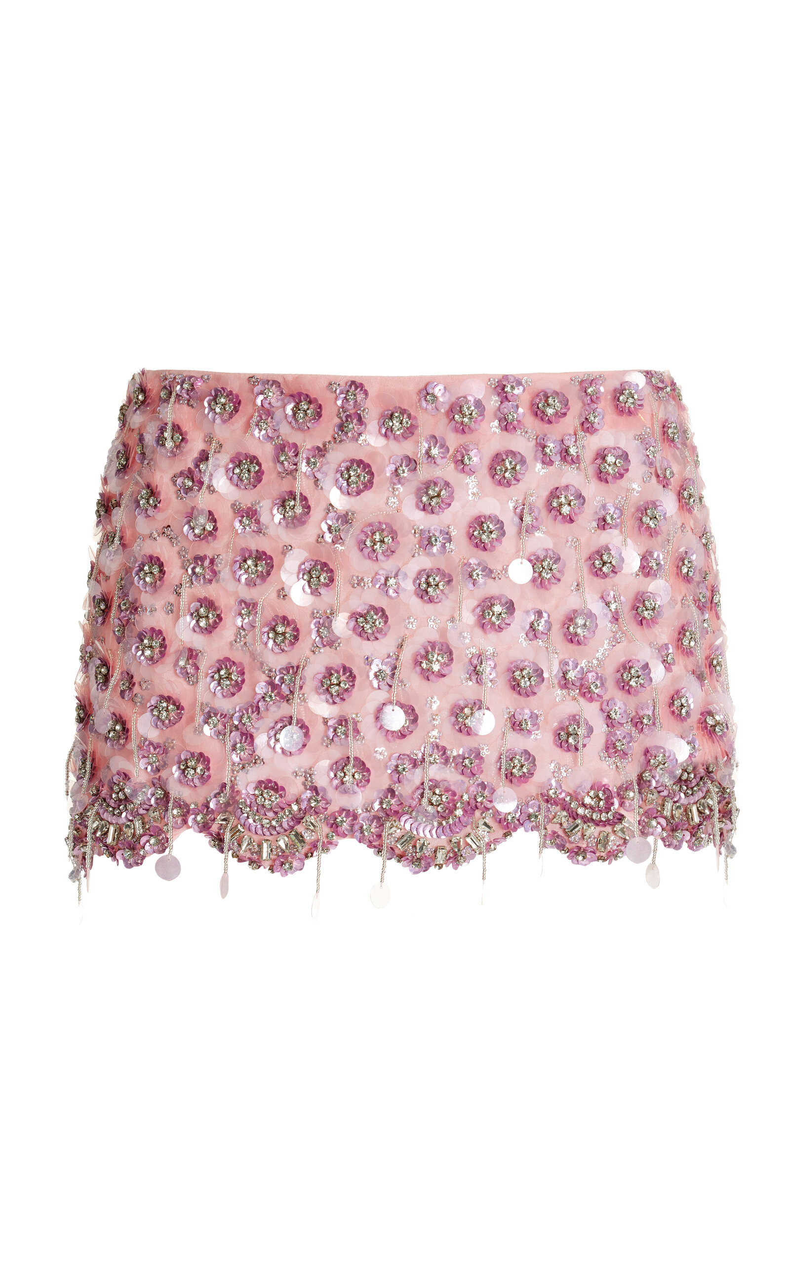 Des_phemmes Flower Embroidered Silk Georgette Mini Skirt In