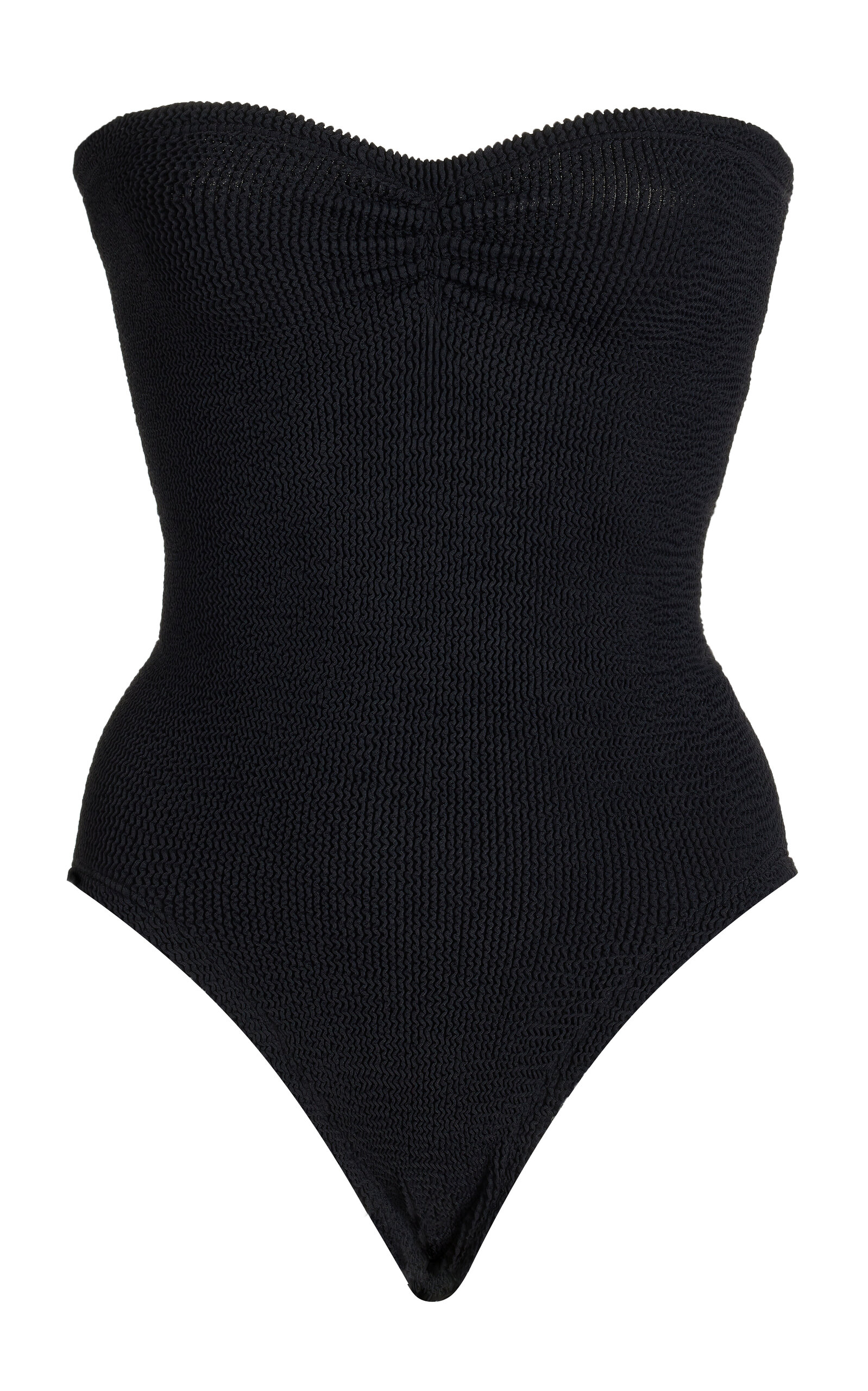 Hunza G Brooke Metallic Seersucker Bandeau Swimsuit In Black