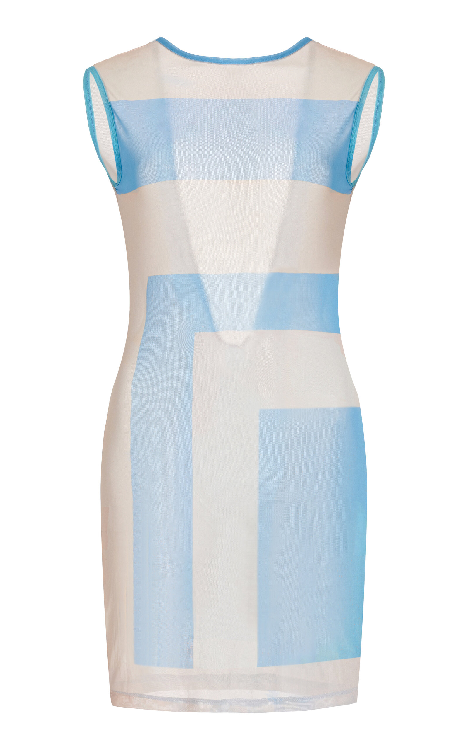 House Of Aama Exclusive Two-tone Open-back Mesh Mini Dress In Blue