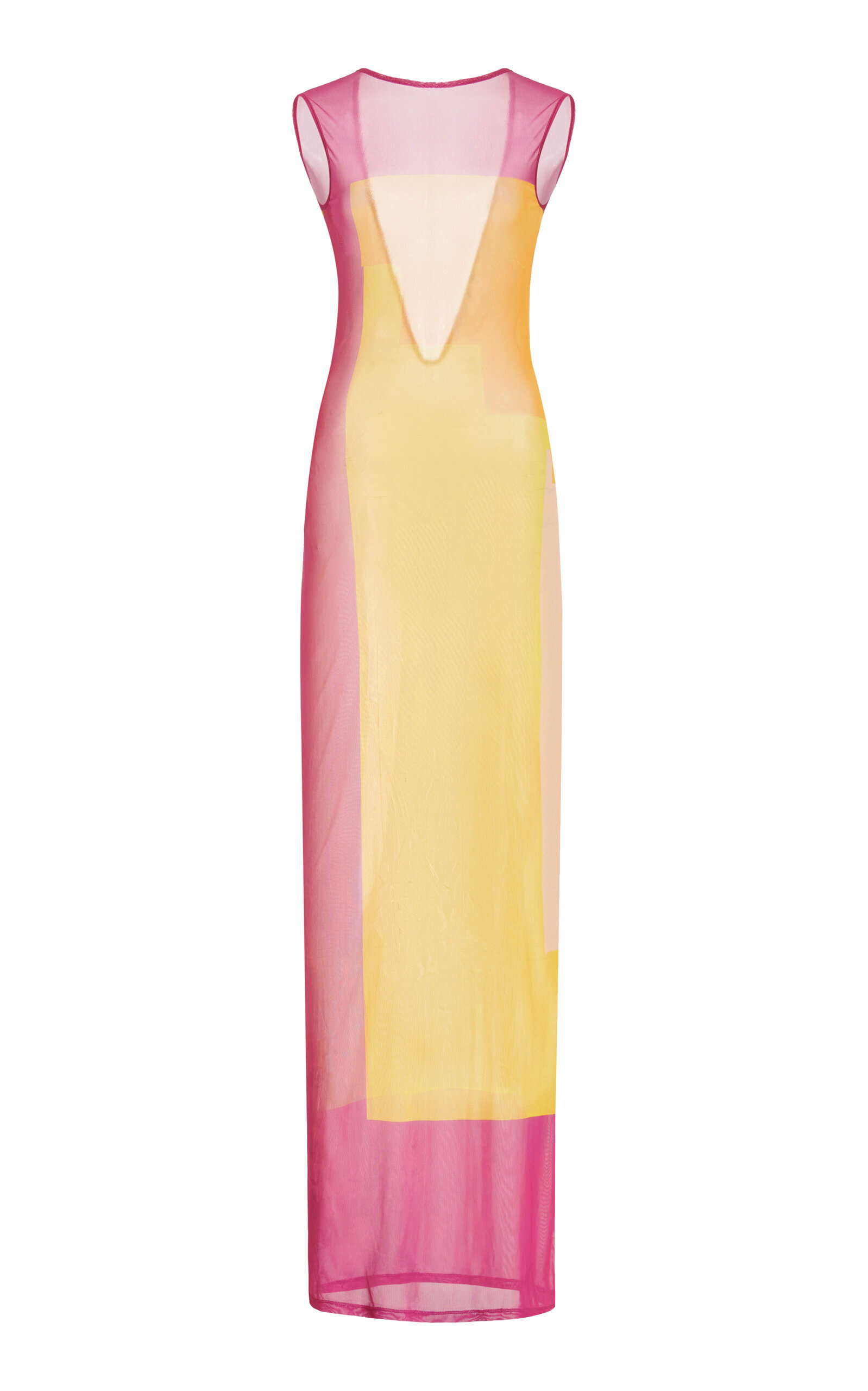 House of Aama Exclusive Open-Back Mesh Maxi Dress - Orange