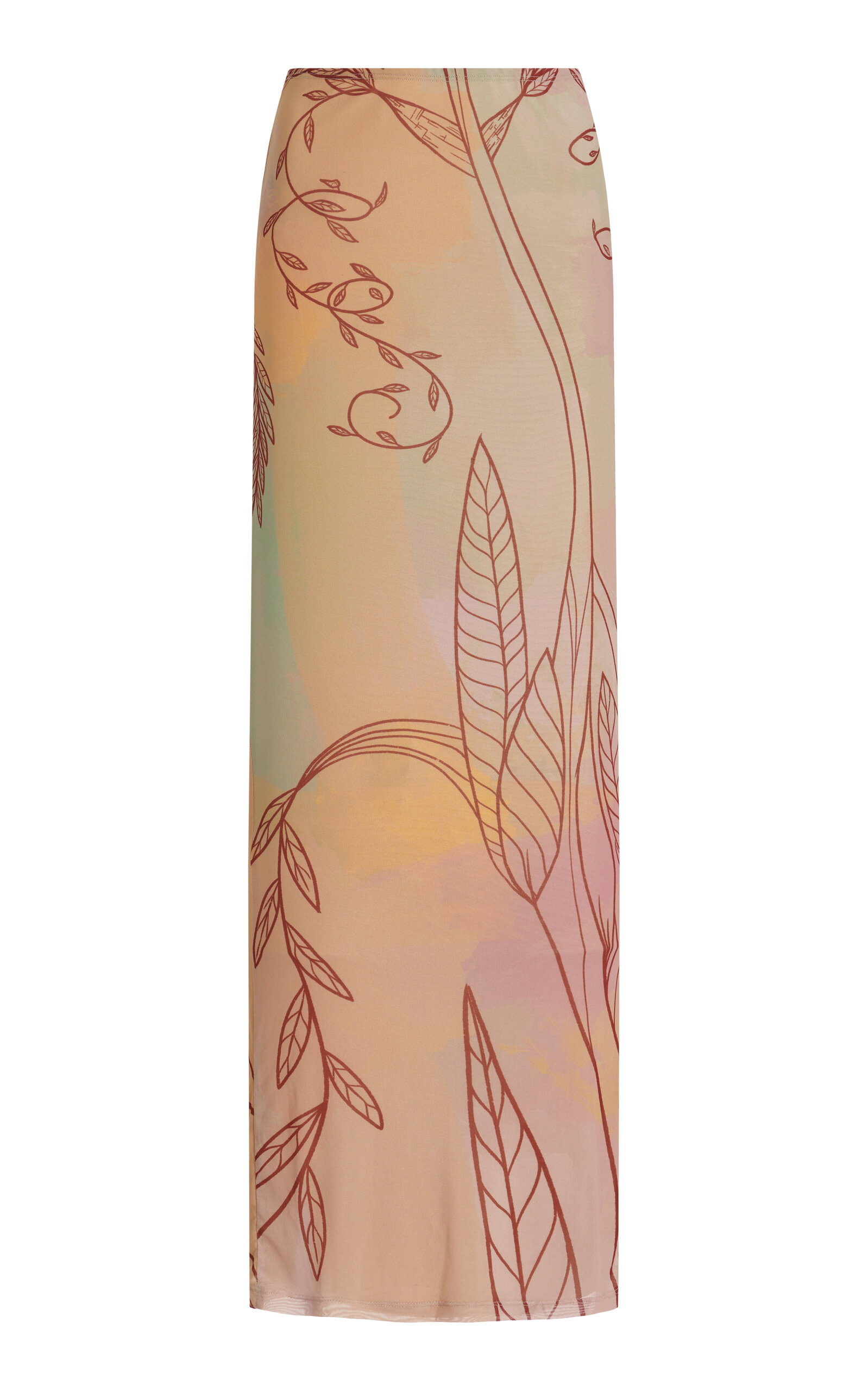 House of Aama Women's Exclusive Printed Mesh Maxi Skirt