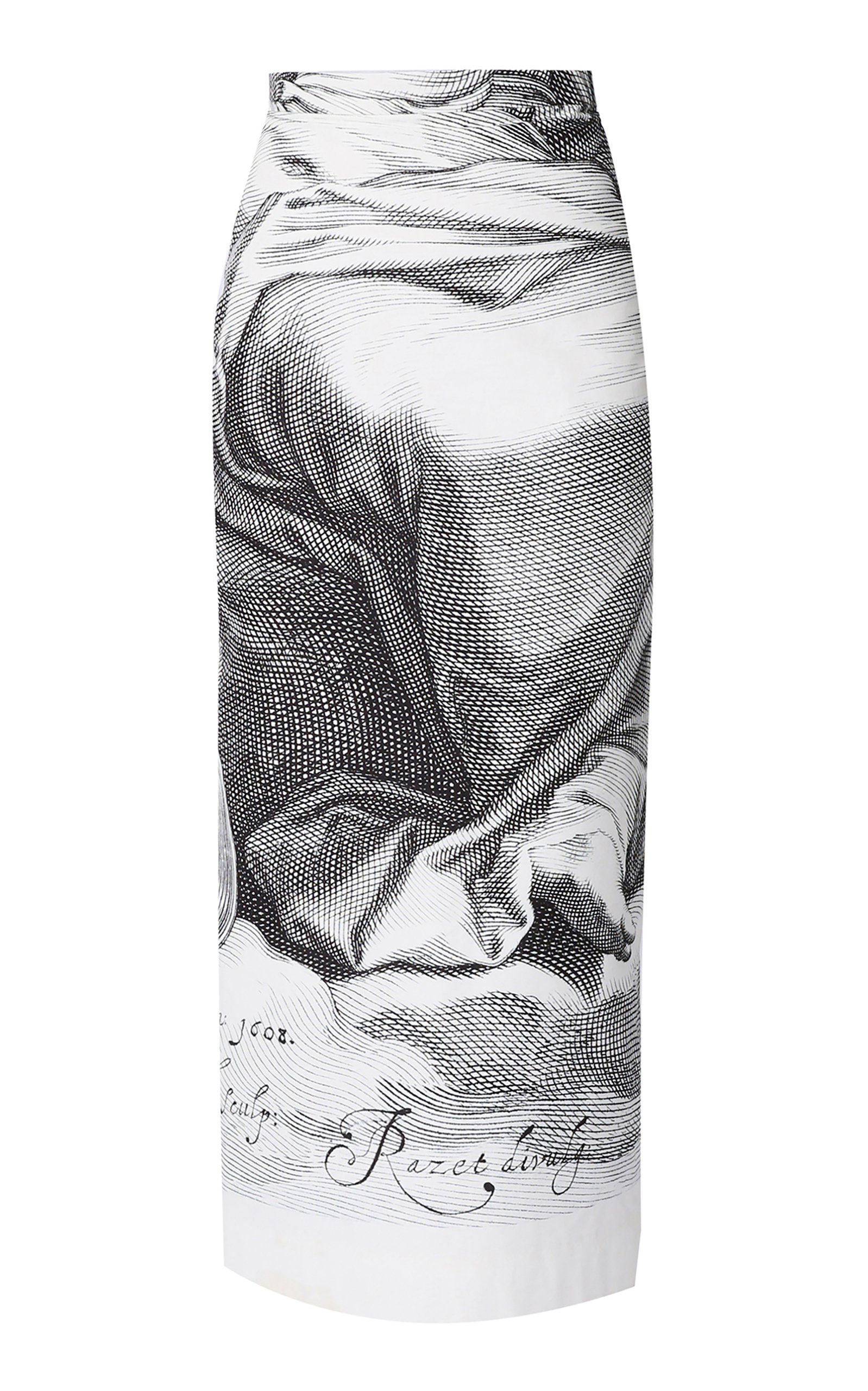 Erdem Mariana Cotton Midi Skirt - Black/white