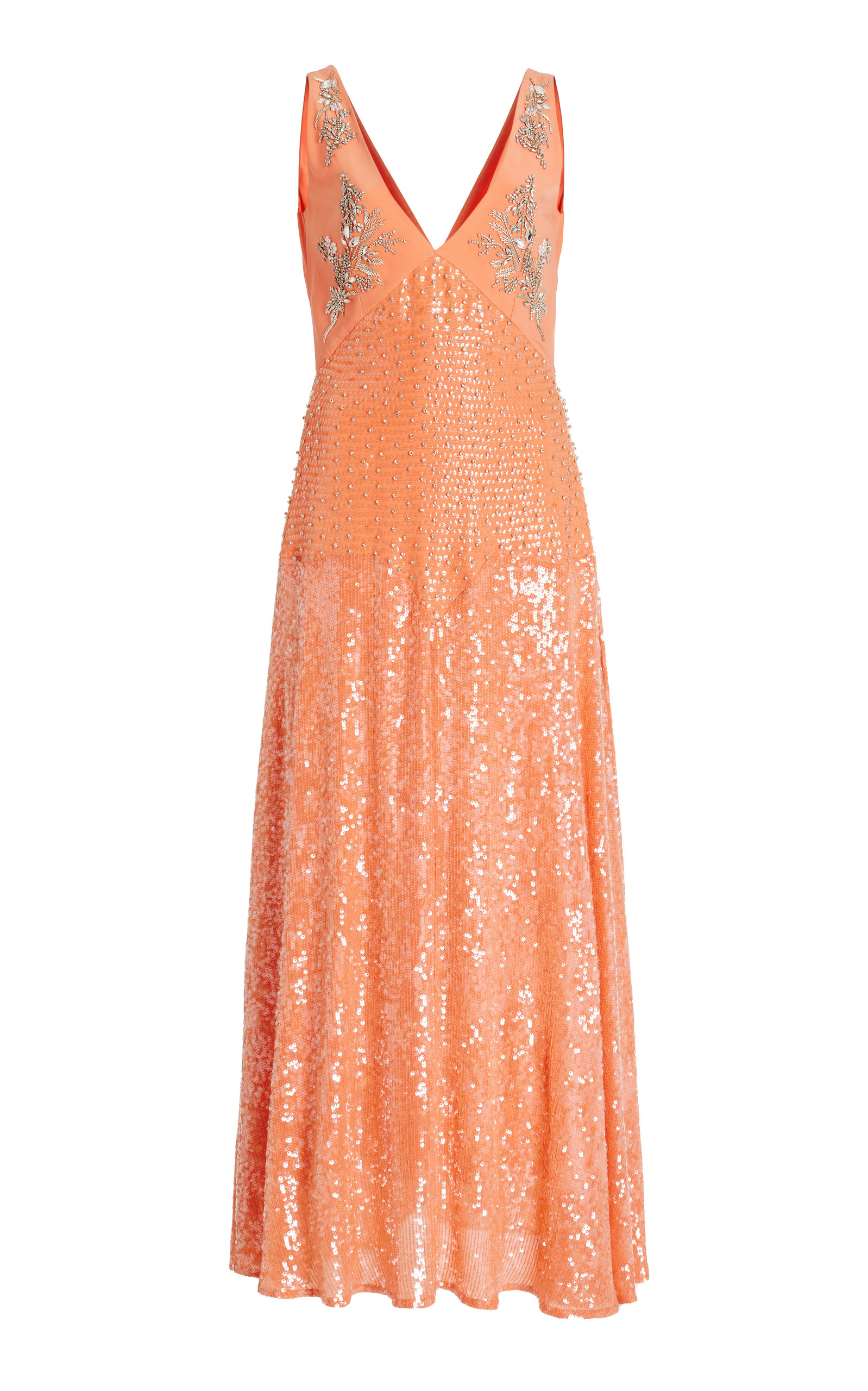 Erdem Dicentra Embellished Sequin Slip Dress In Orange | ModeSens