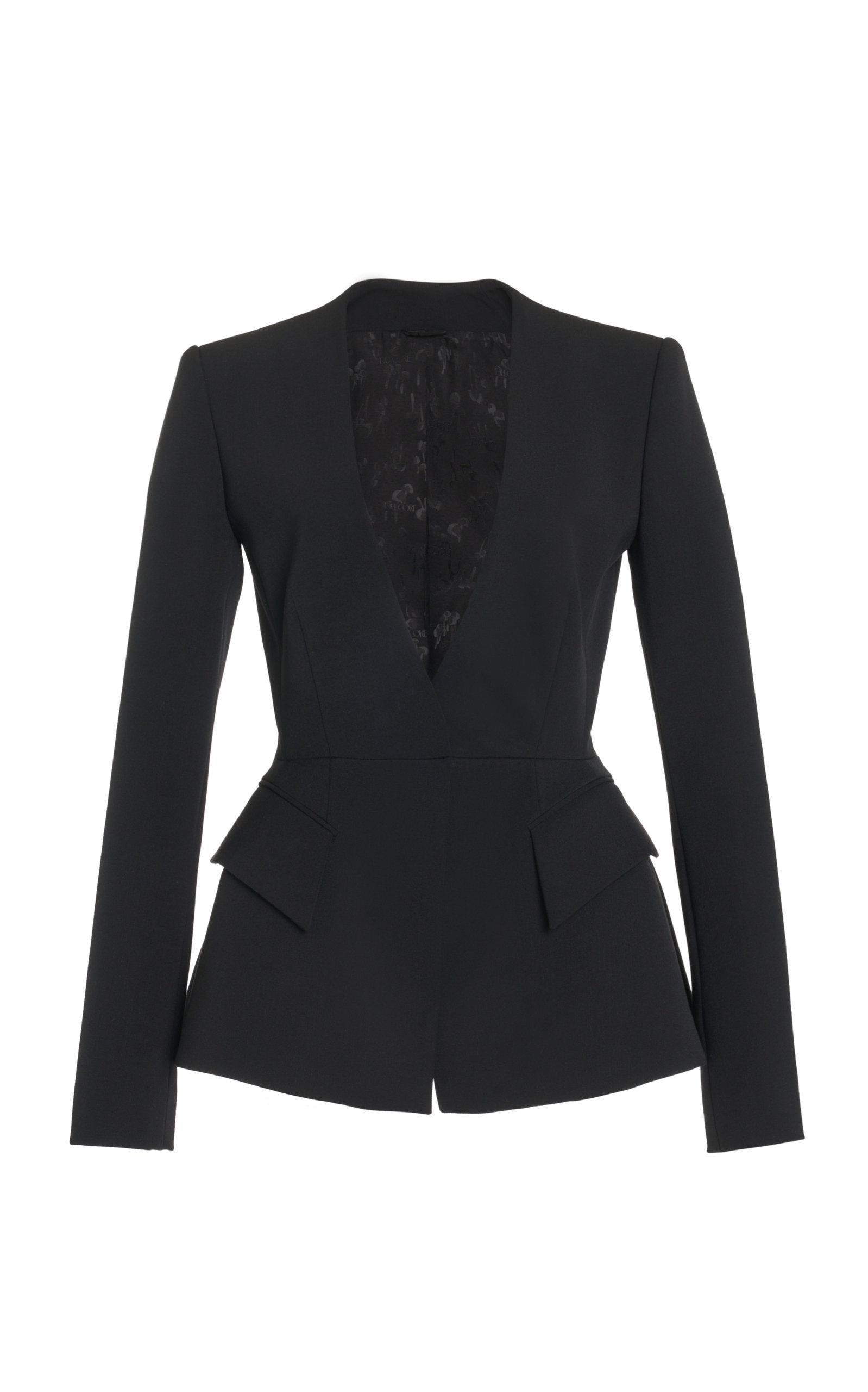 Bi-stretch Wool Blend Peplum Blazer In Black