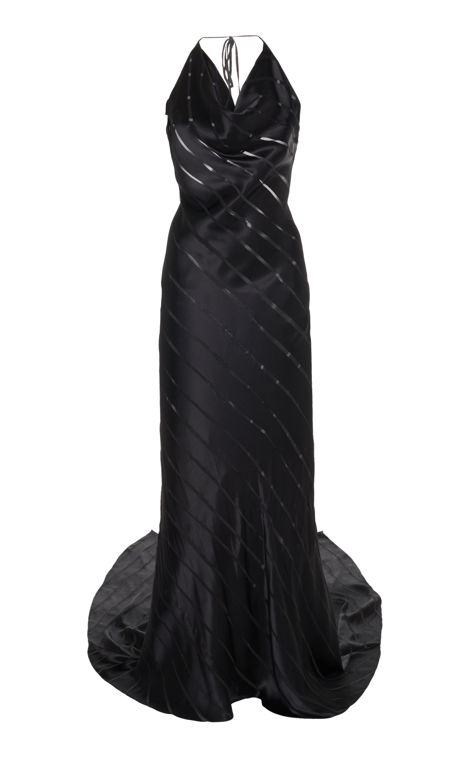 Del Core Striped Satin Maxi Dress In Black