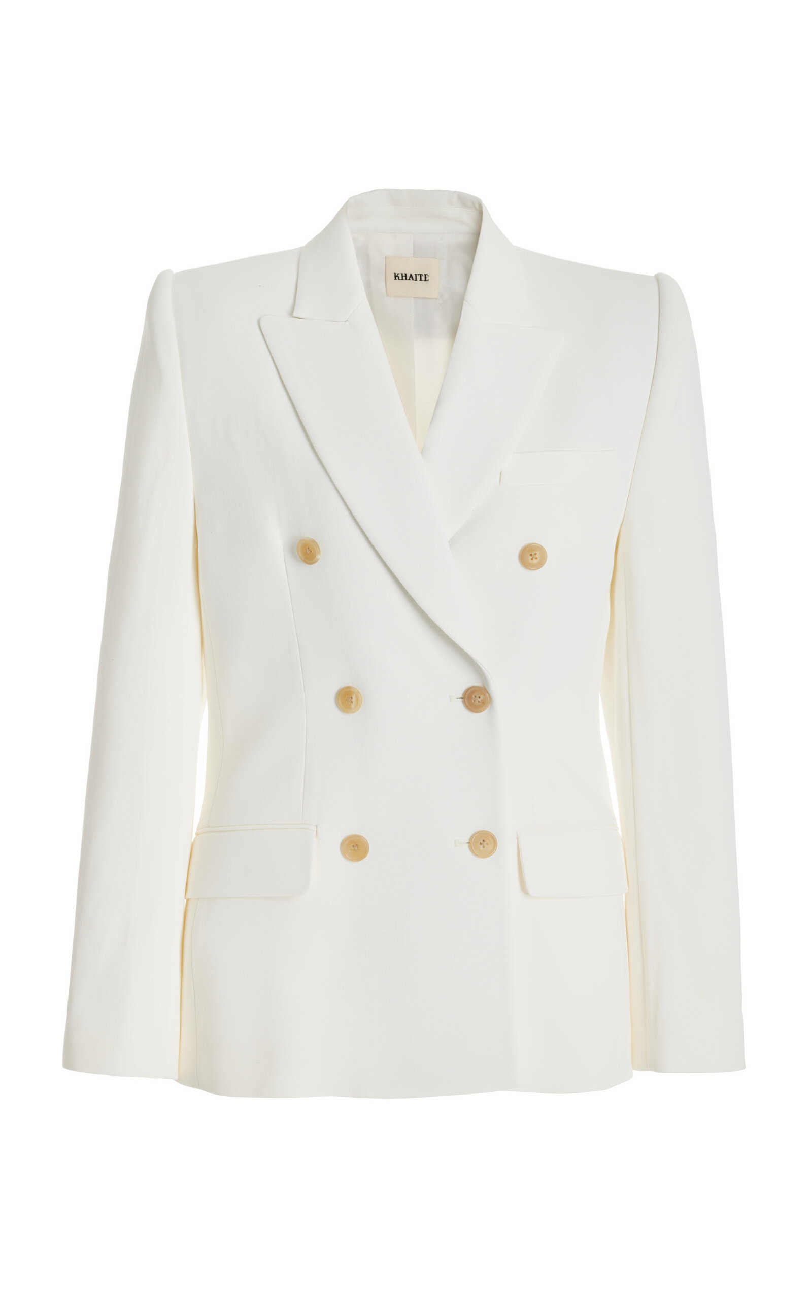 Khaite Nathan Double-breasted Twill Blazer In White