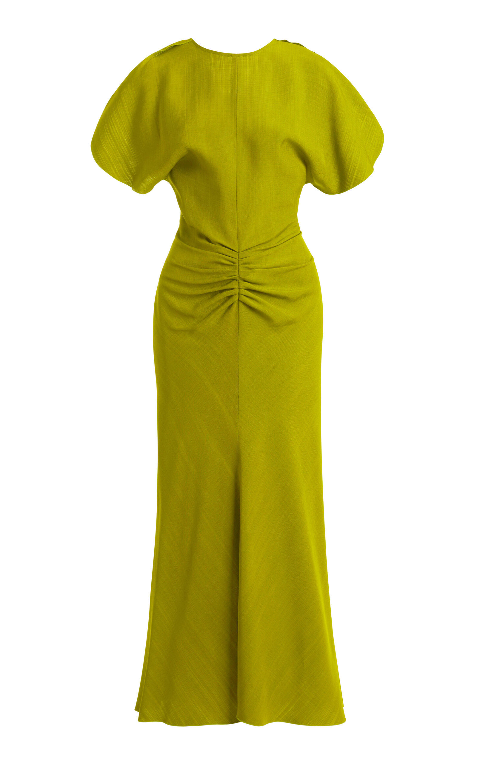 Victoria Beckham - Women's Gathered Melange Midi Dress - Green - UK 10 - Moda Operandi