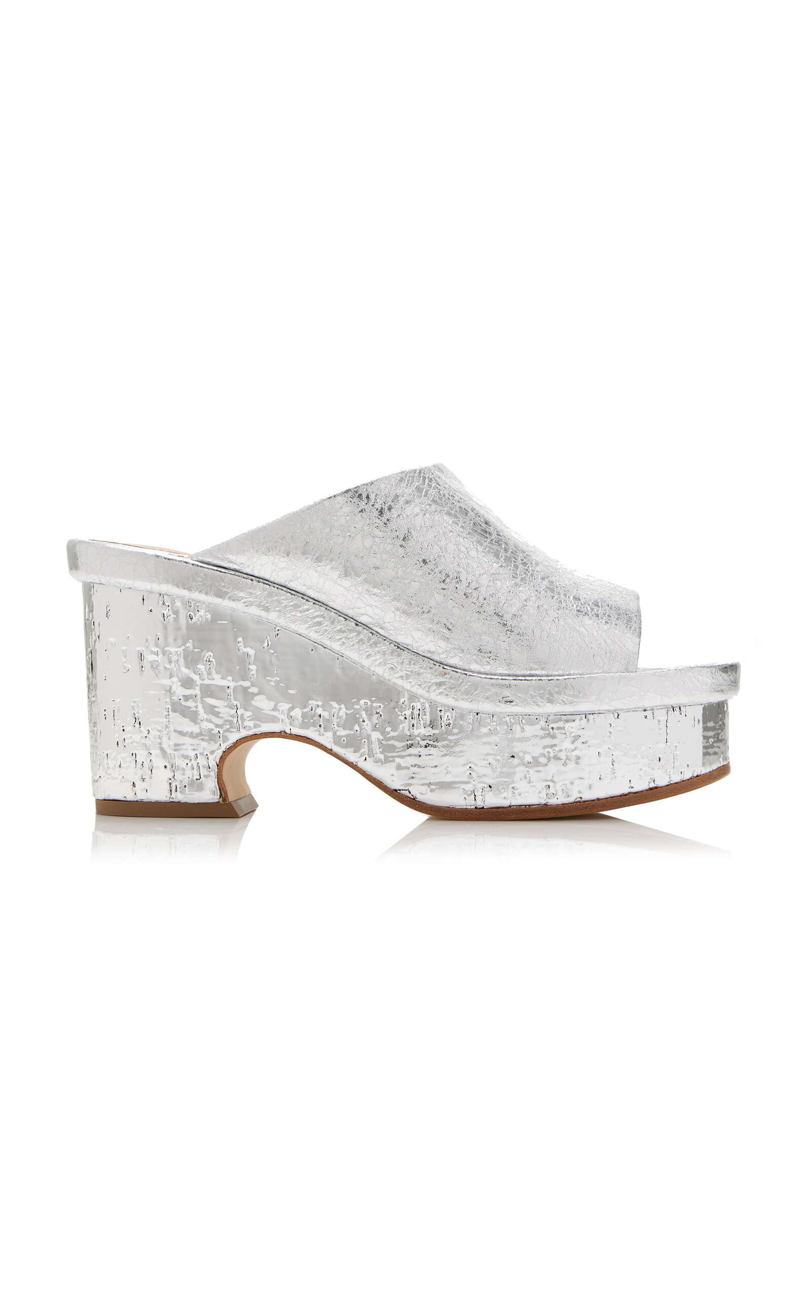 Chloé Oli Metallic Slide Platform Sandals In Silver