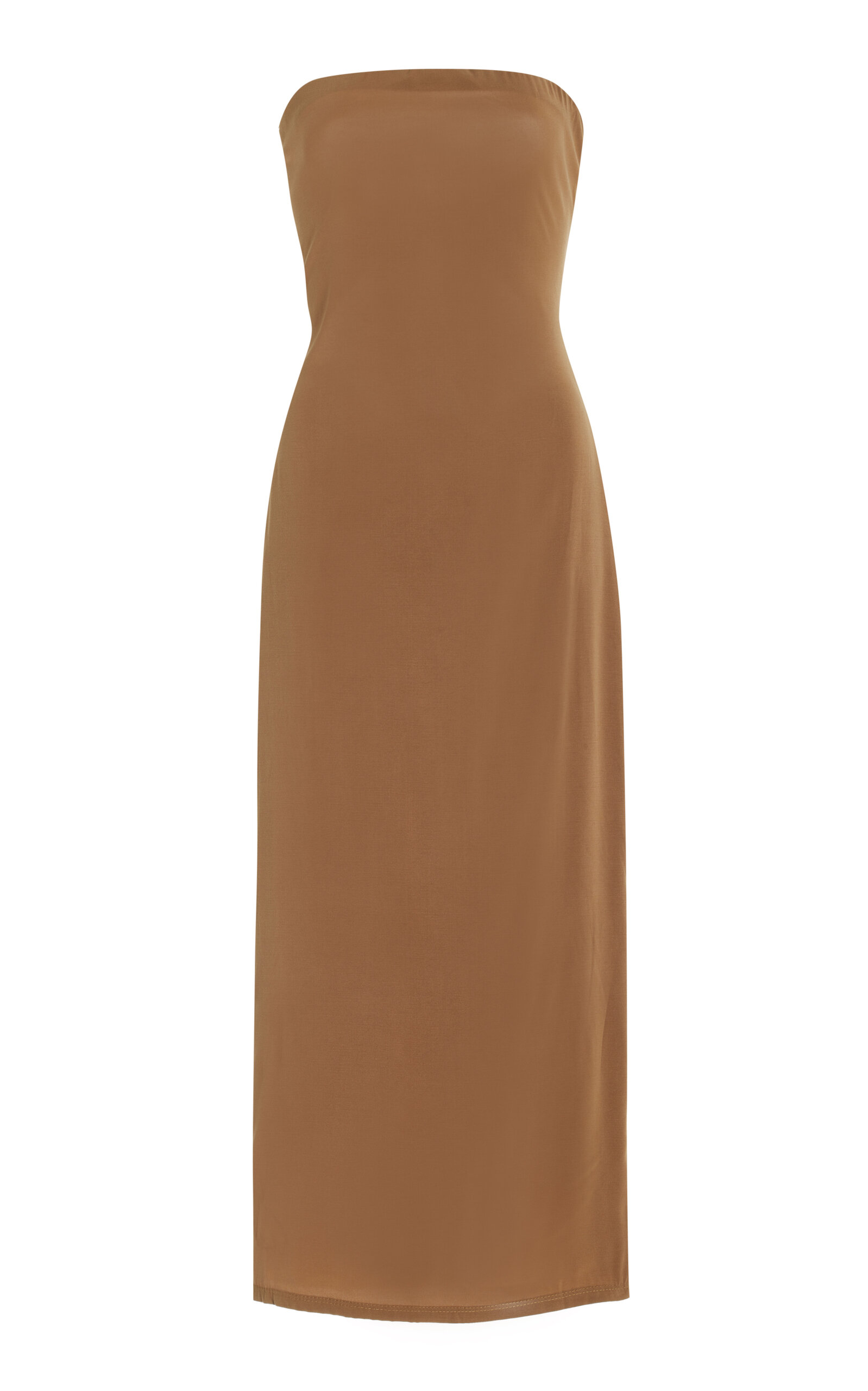 Anemos The Strapless Tie Back Midi Dress In Neutral
