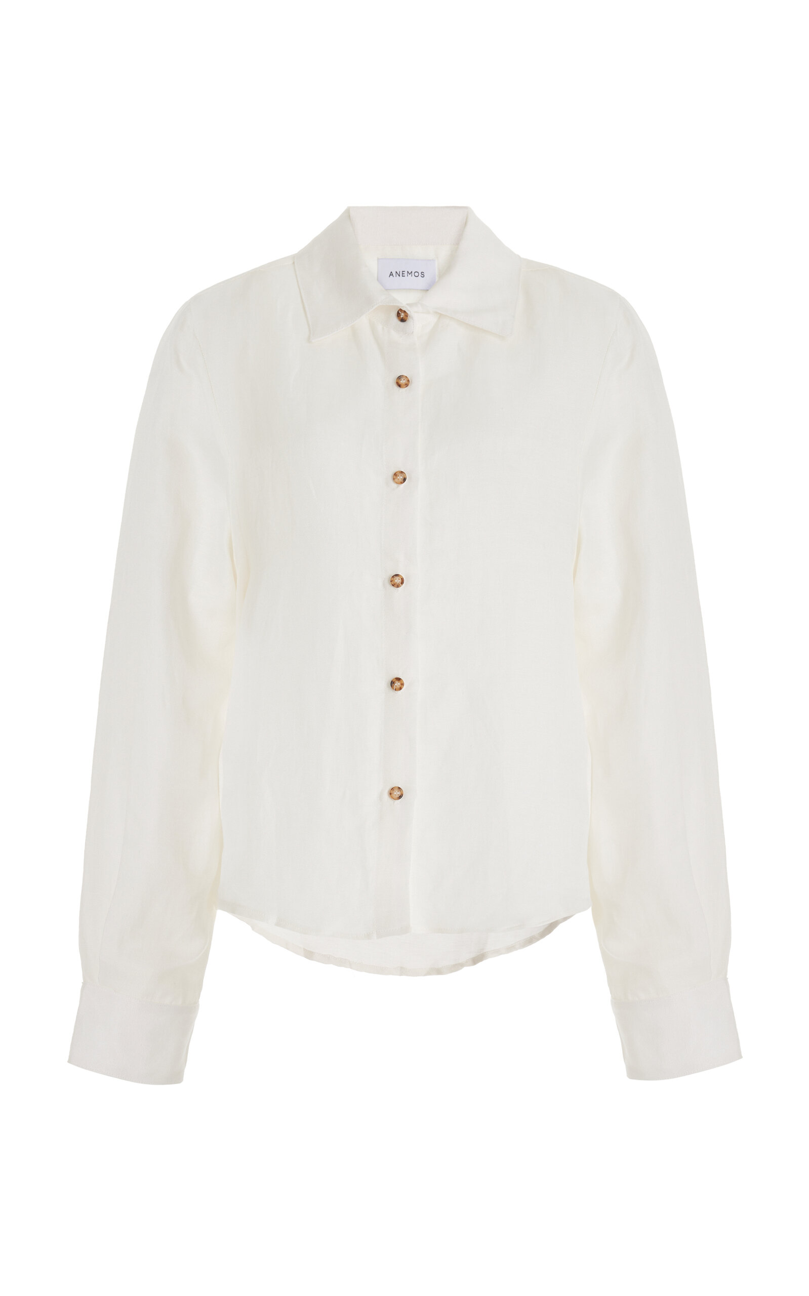 Anemos The Phillips Long Sleeve Button-down Shirt In Linen Cupro In White