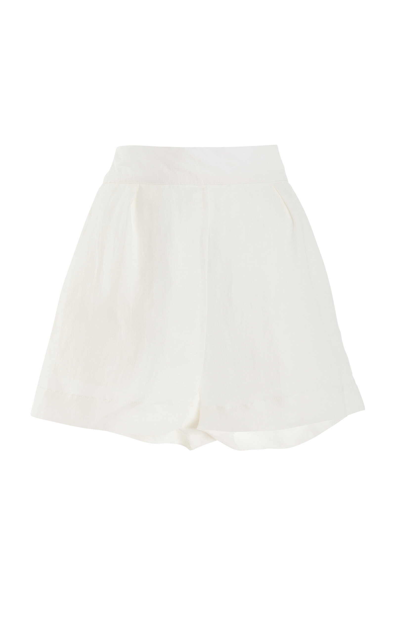 Shop Anemos The High-waisted Linen-blend Short Shorts In White
