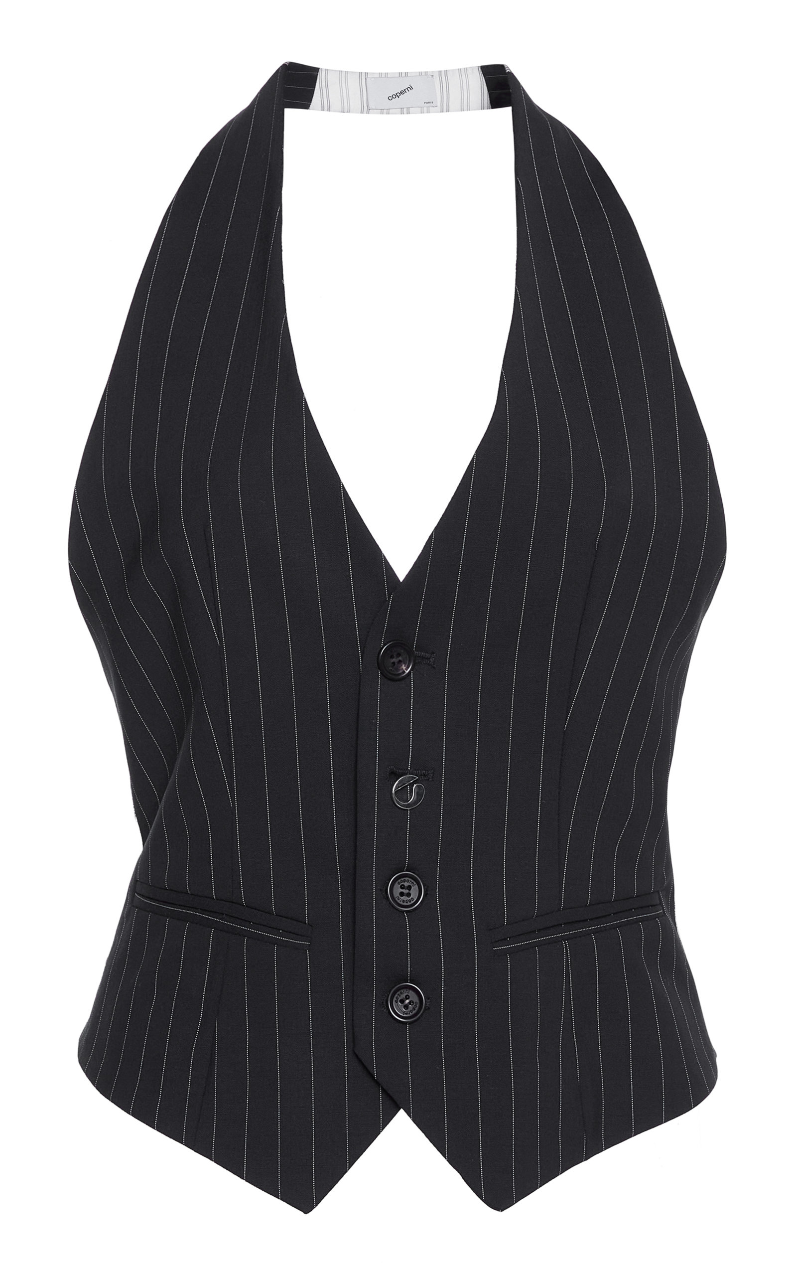 Coperni - Women's Tailored Pinstripe Wool Vest - Navy - FR 36 - Moda Operandi