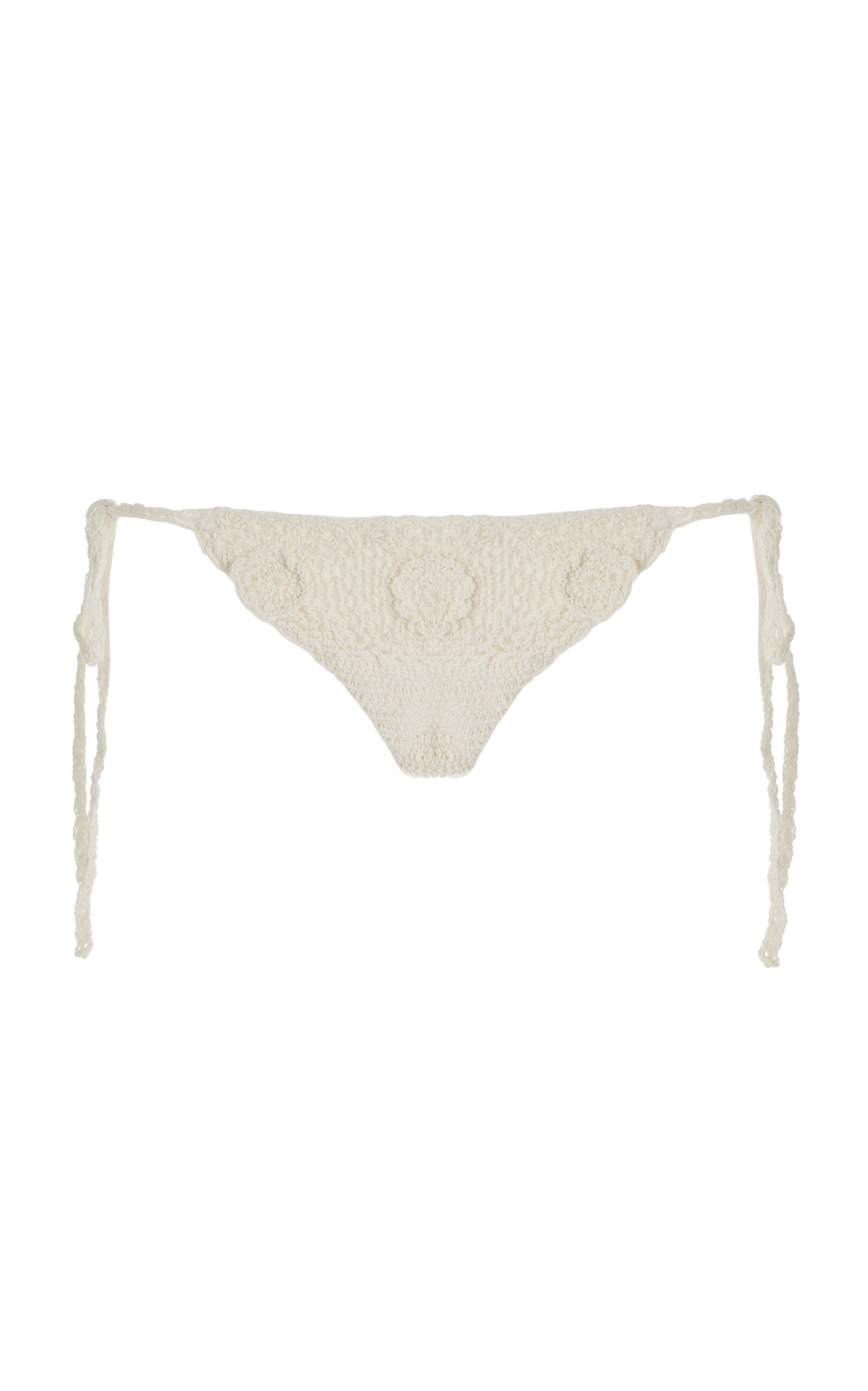 Cloe Cassandro Crocheted Cotton Bikini Bottom In White