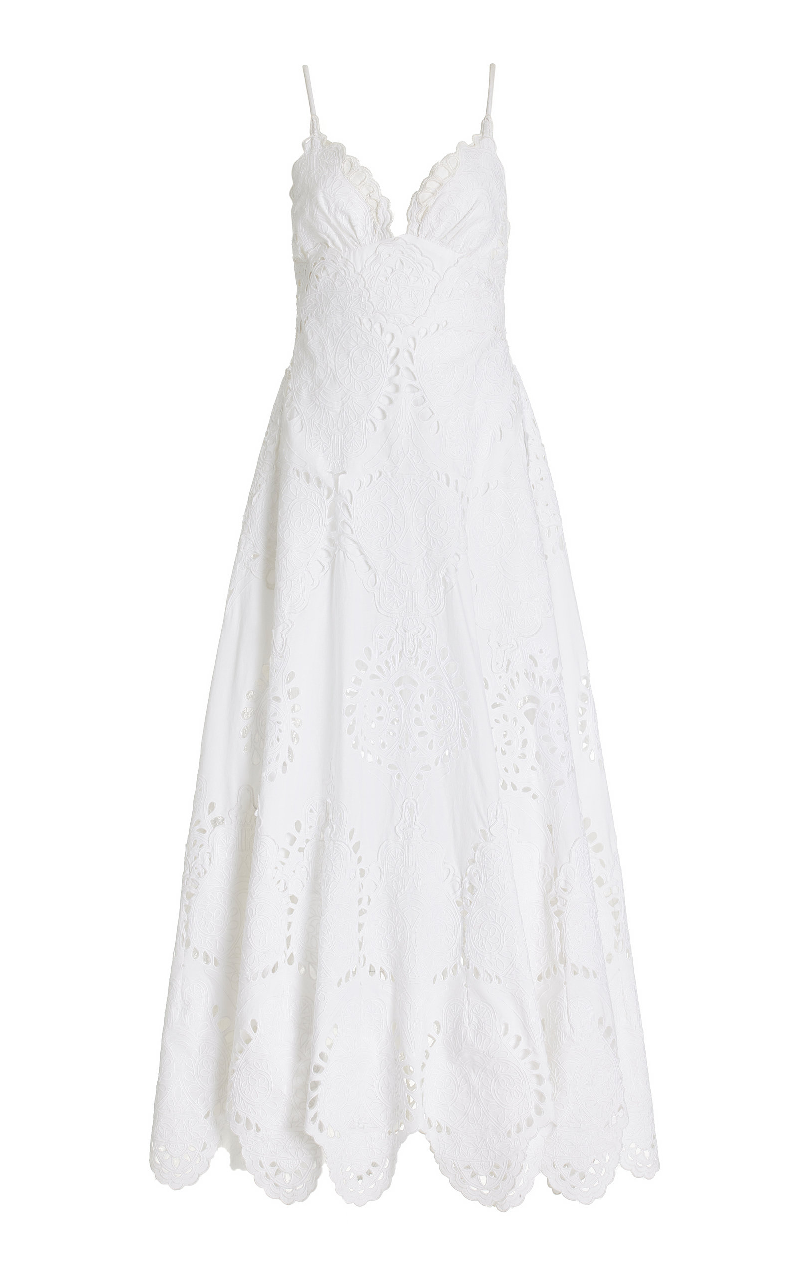 Johanna Ortiz - Women's Dulce Dia Eyelet Cotton Maxi Dress - White - US 0 - Moda Operandi