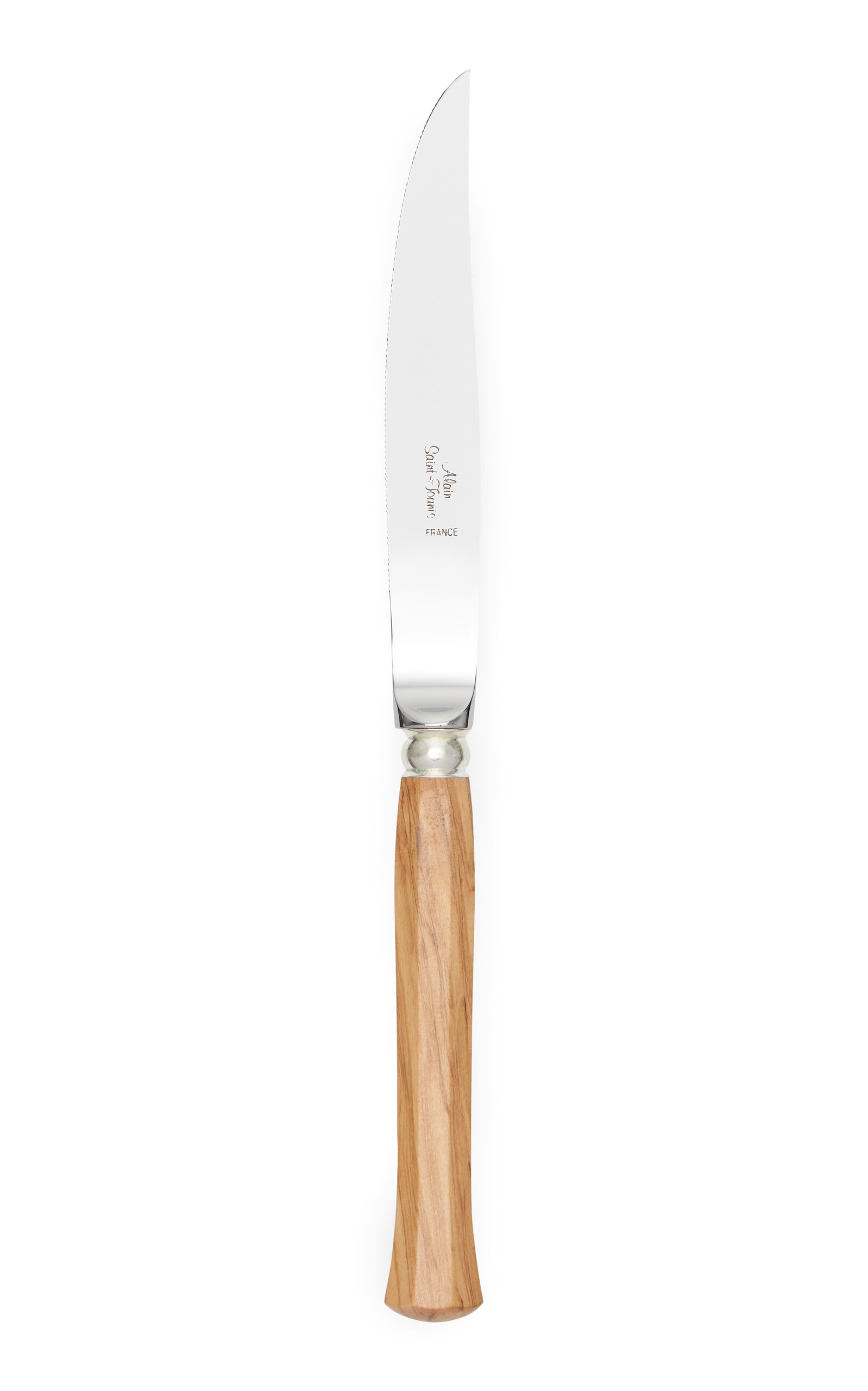 Alain Saint-joanis Set-of-six Riviera Olivewood Silver-plated Steak Knives In Brown