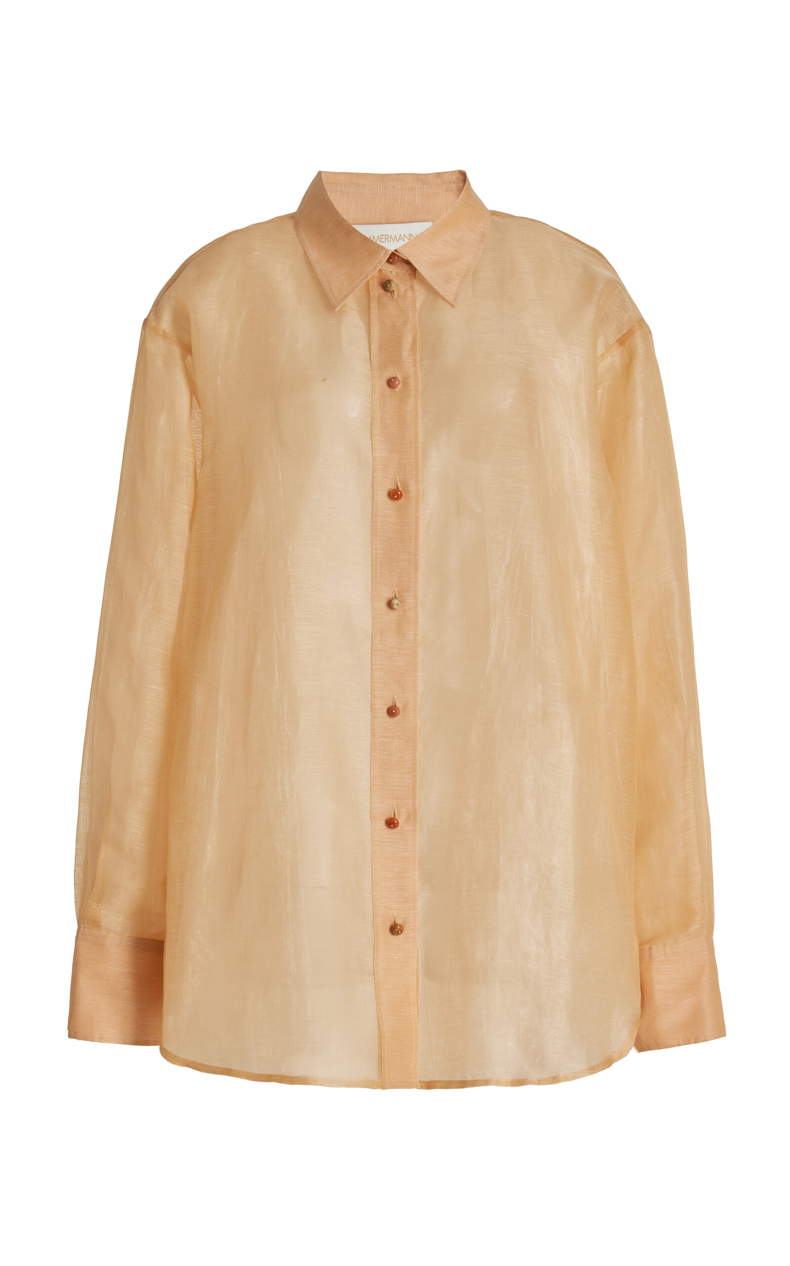 Zimmermann Tama Sheer Cotton-Linen Slub Shirt - Neutral - 0P