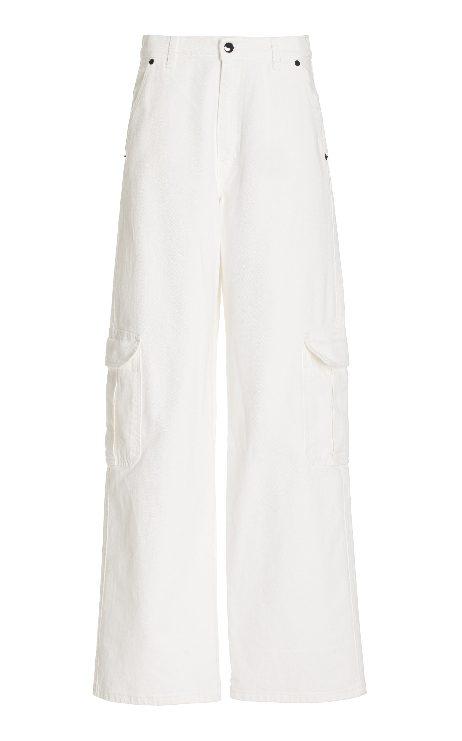 The Mannei Sado Rigid High-rise Wide-leg Cargo Jeans In White