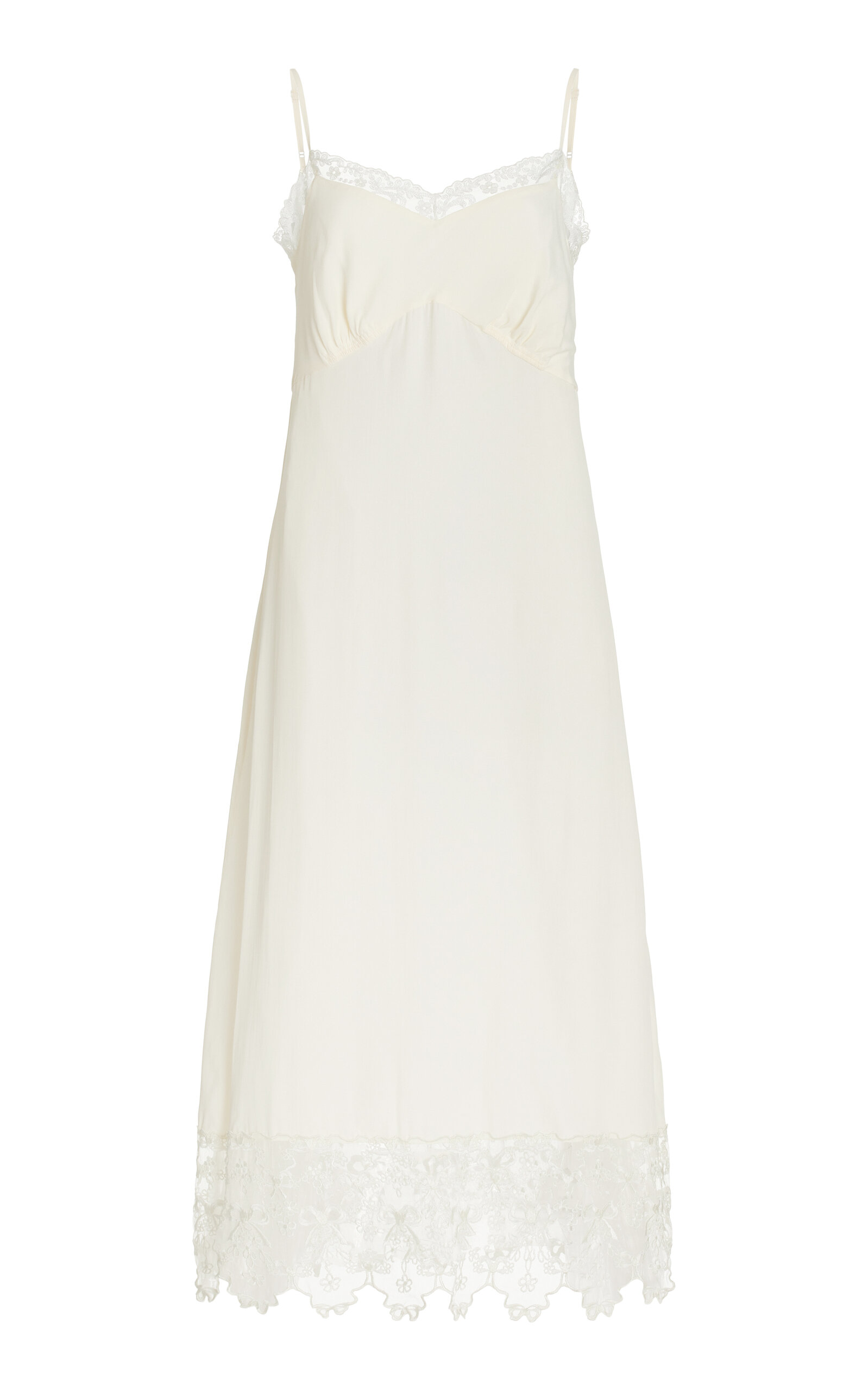 Simone Rocha Lace-trimmed Crepe Midi Slip Dress In Ivory