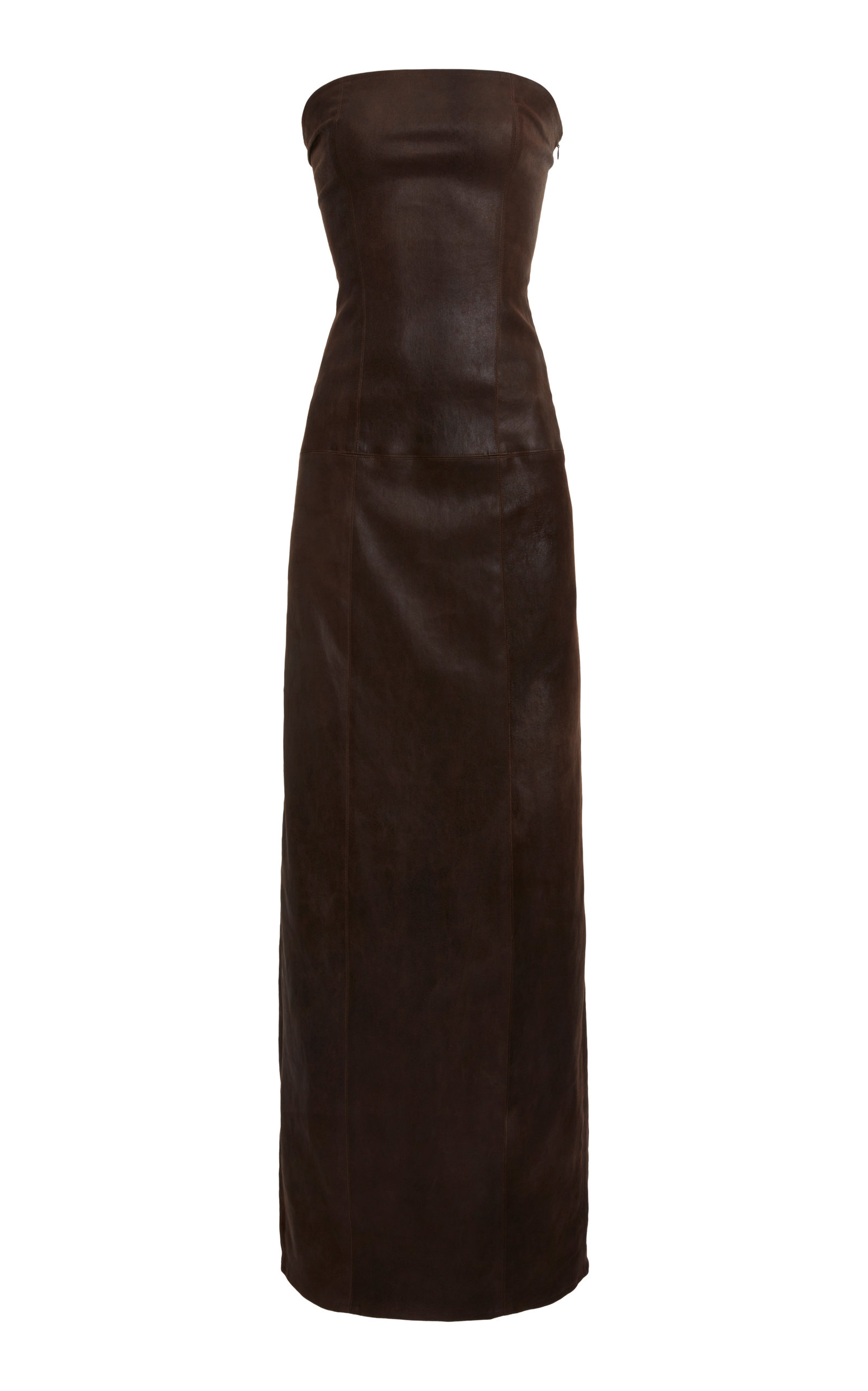 Ludovic de Saint Sernin - Women's Leather Bustier Maxi Dress - Brown - XS - Moda Operandi