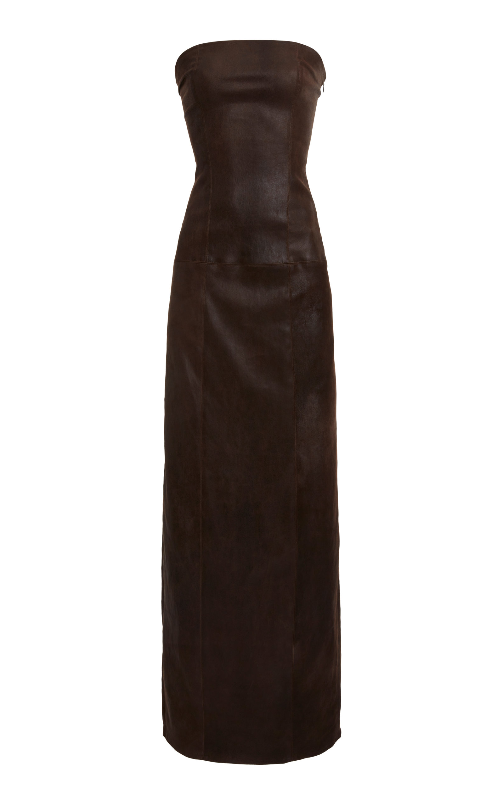 Ludovic de Saint Sernin - Women's Leather Bustier Maxi Dress - Brown - XS - Moda Operandi