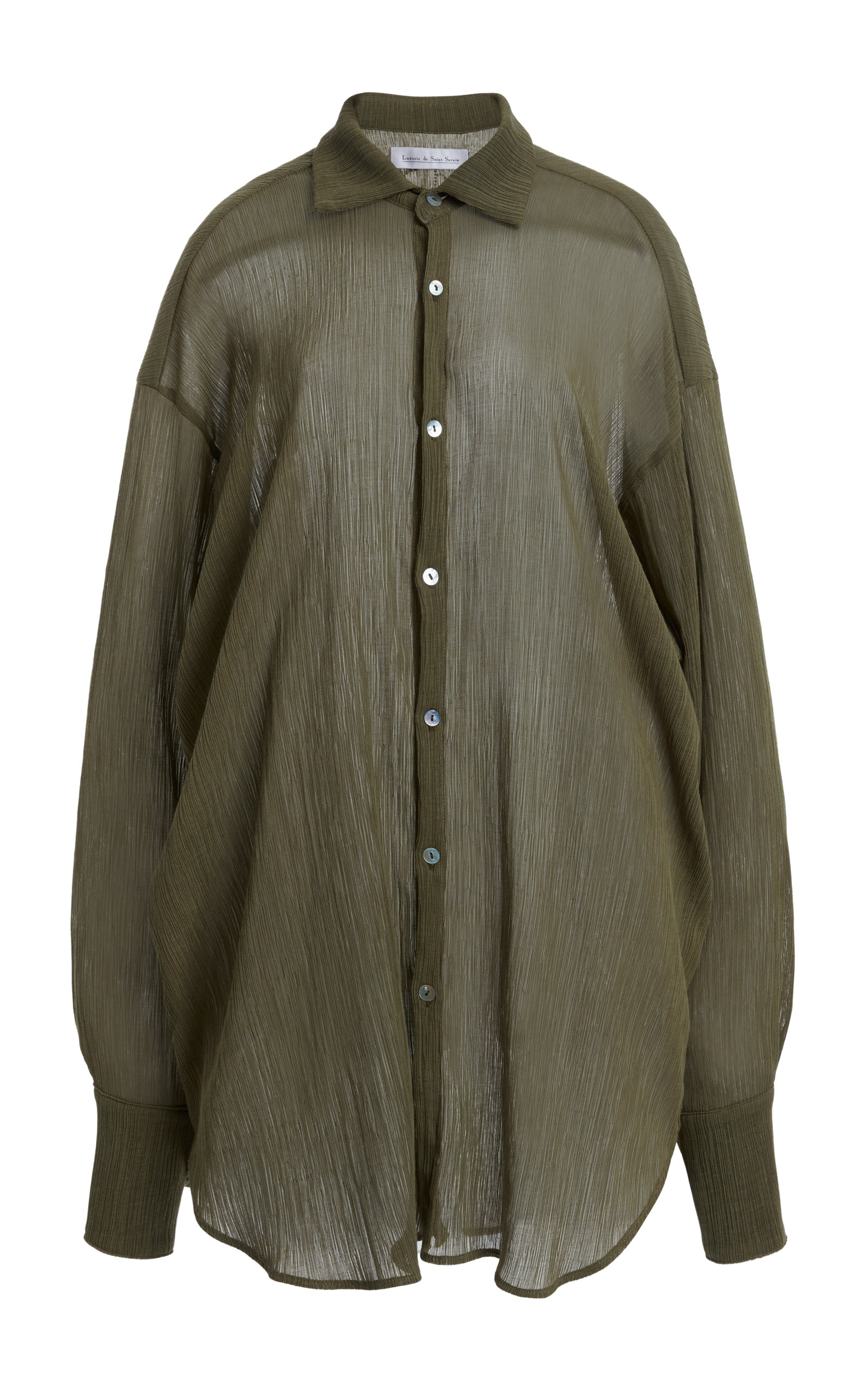 Ludovic de Saint Sernin - Women's Oversized Textured Georgette Button-Down Shirt - Neutral - XS - Moda Operandi