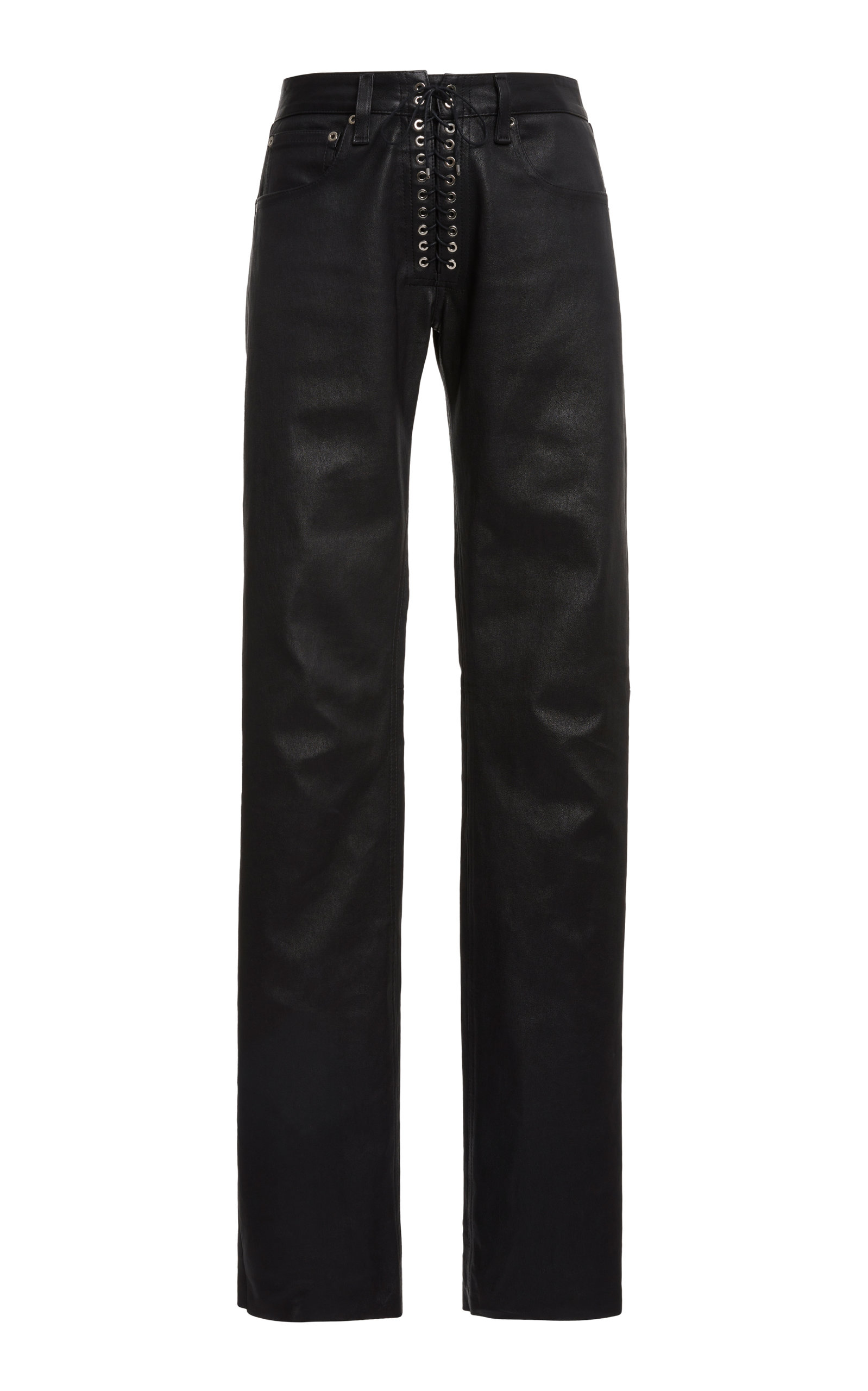 Ludovic de Saint Sernin - Women's Lace-Up Slim Leather Pants - Black - XS - Moda Operandi