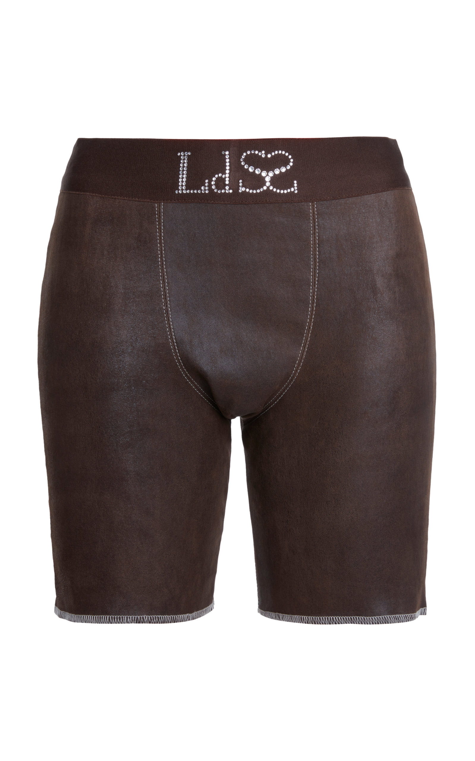 Ludovic de Saint Sernin - Leather Mini Biker Shorts - Brown - S - Moda Operandi